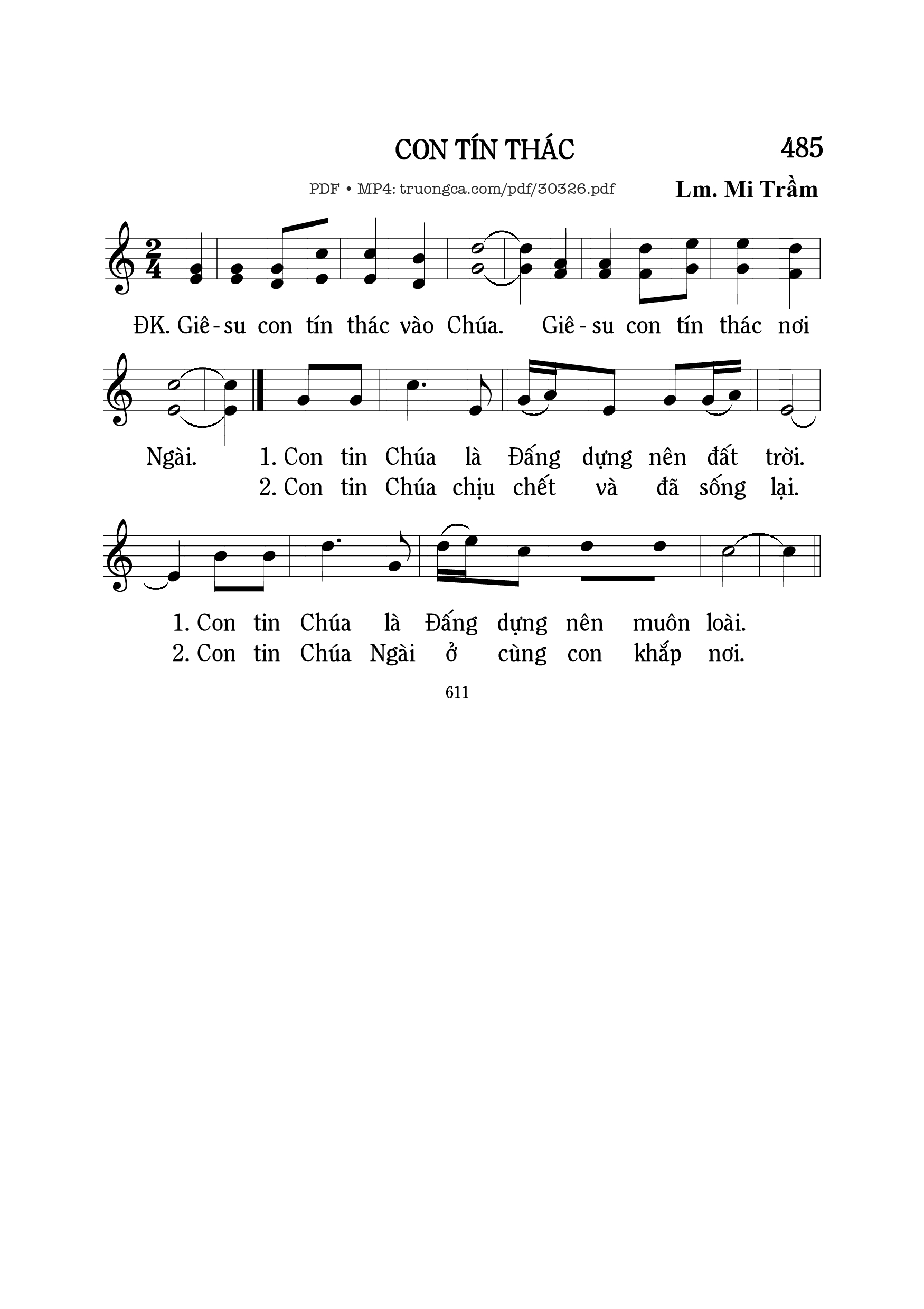 Page 1 of Sheet music PDF Con tín thác - Mi Trầm