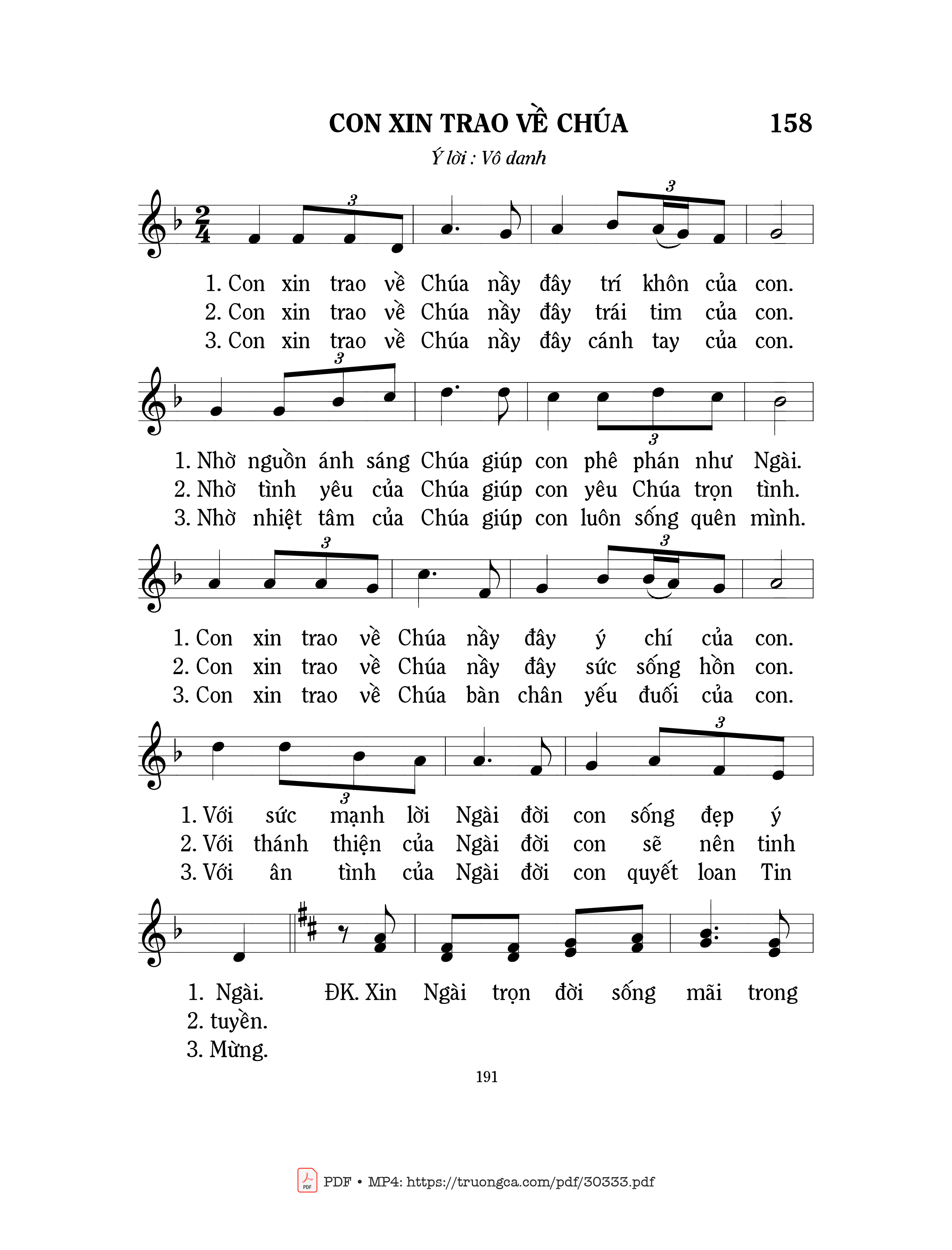Sheet PDF of Con xin trao về Chúa