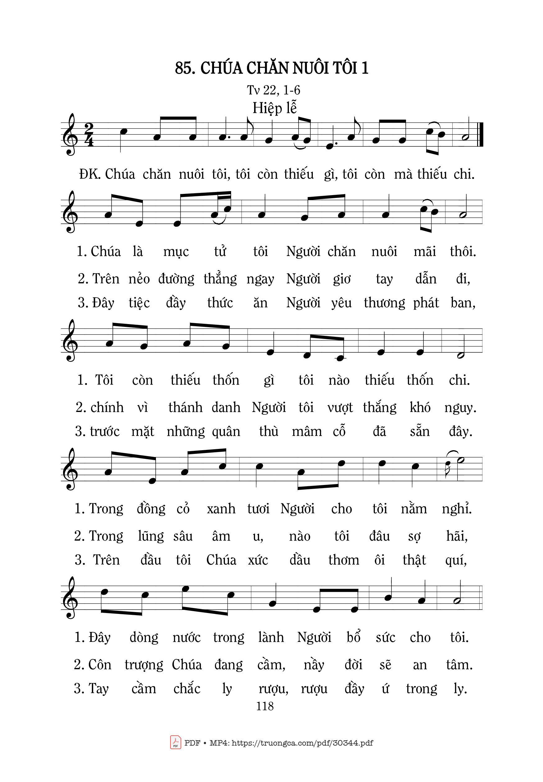 Sheet PDF of Chúa chăn nuôi tôi (Tv. 22)