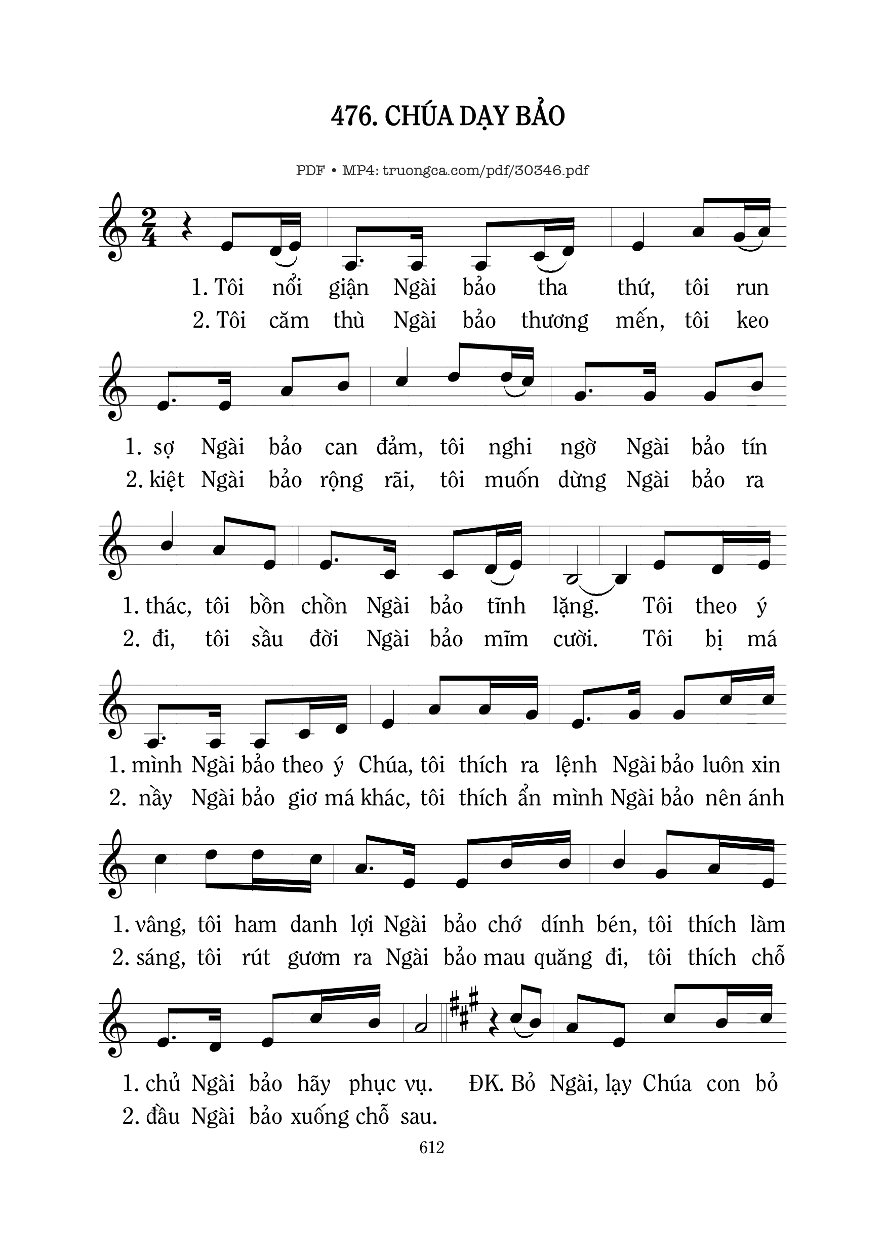 Page 1 of Sheet music PDF Chúa Dạy Bảo - Mi Trầm