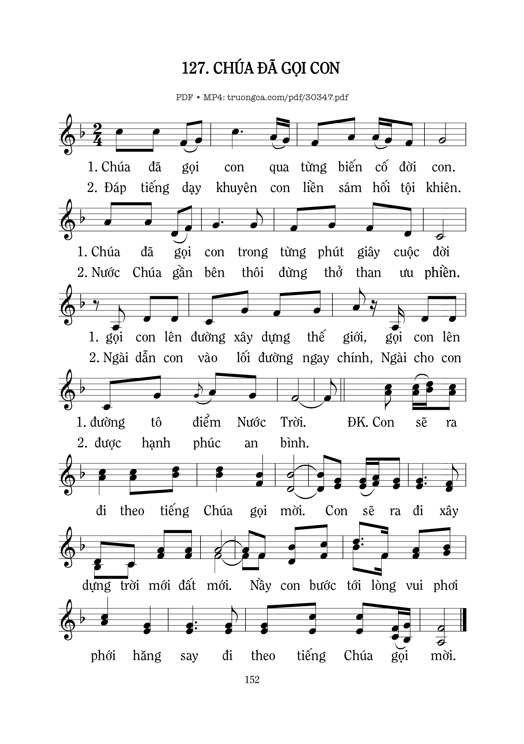 Sheet PDF of Chúa đã gọi con