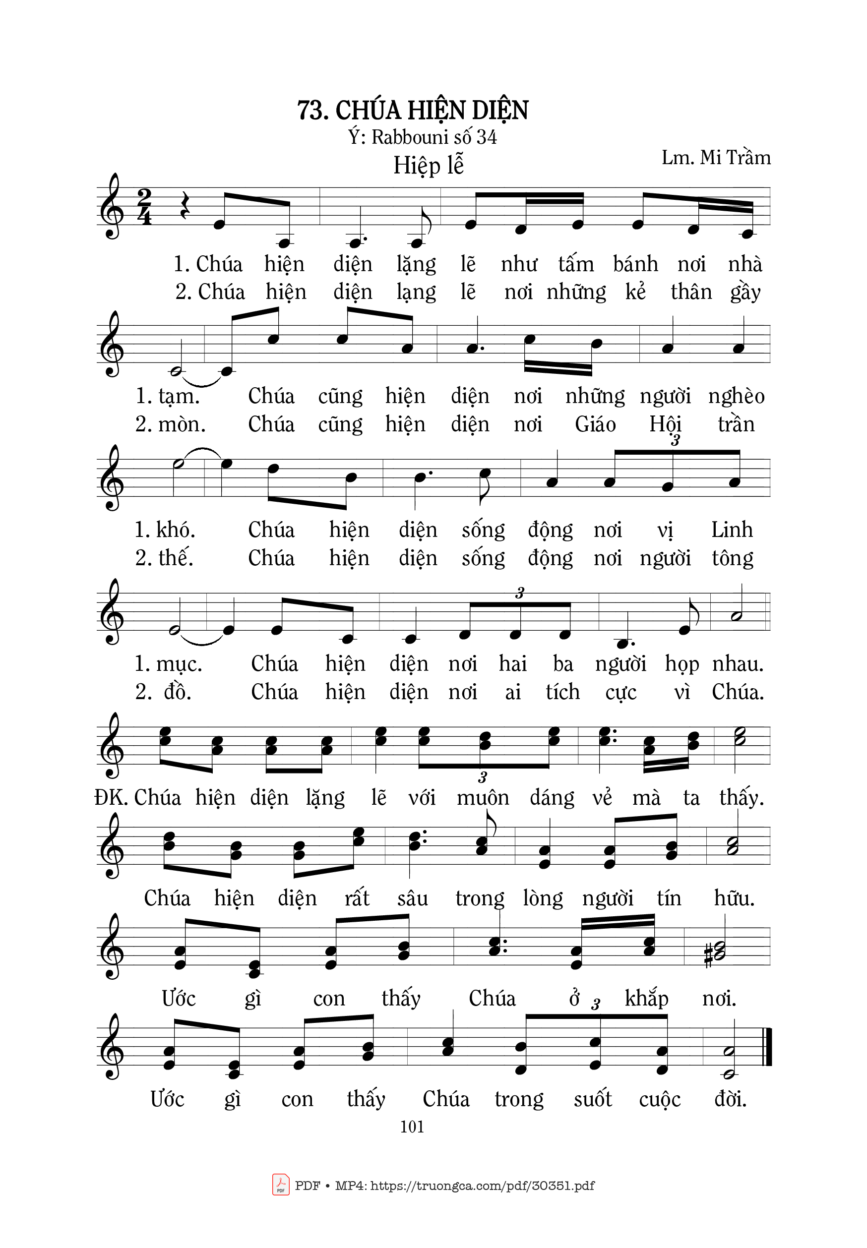 Sheet PDF of Chúa hiện diện