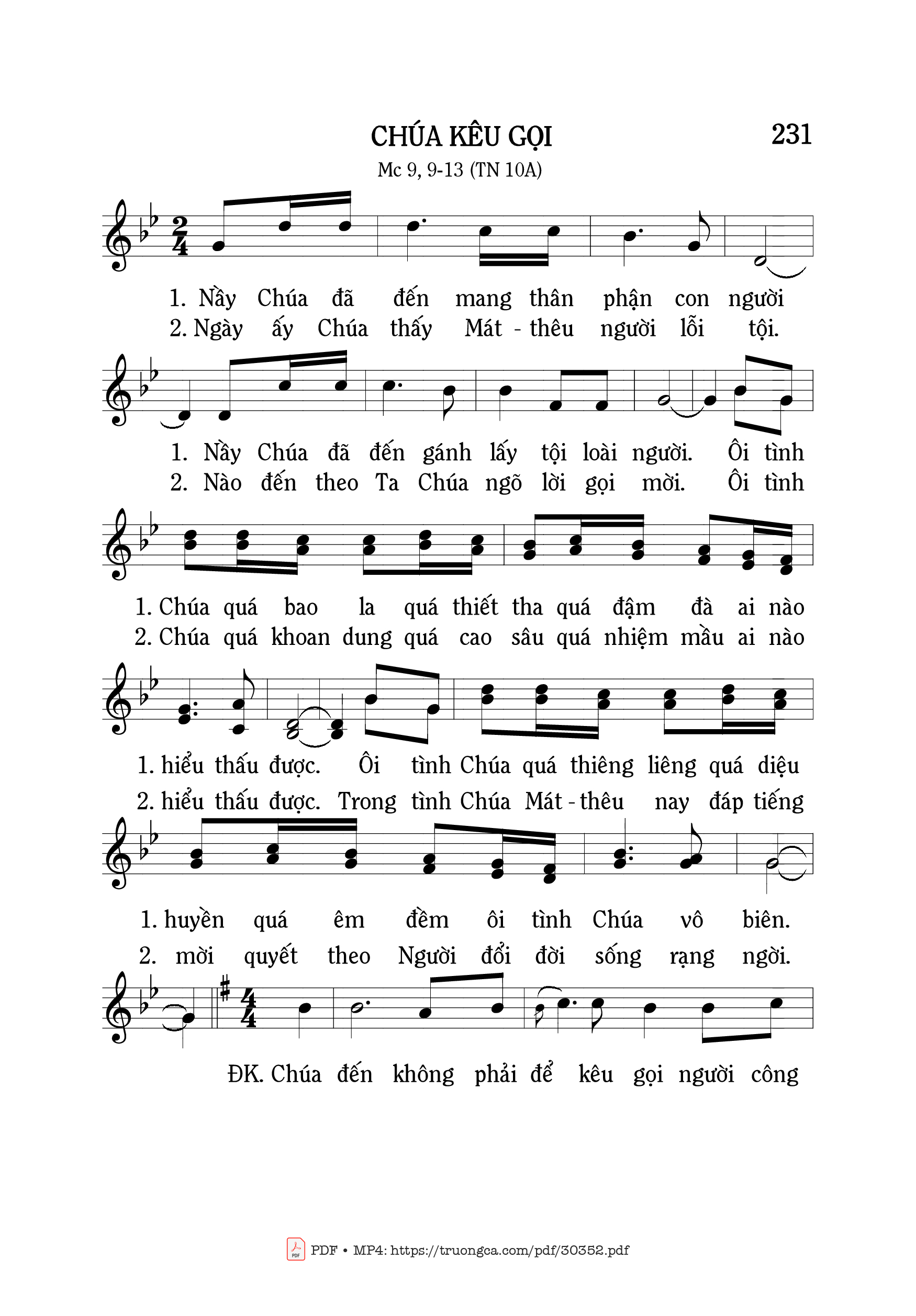 Sheet PDF of Chúa kêu gọi