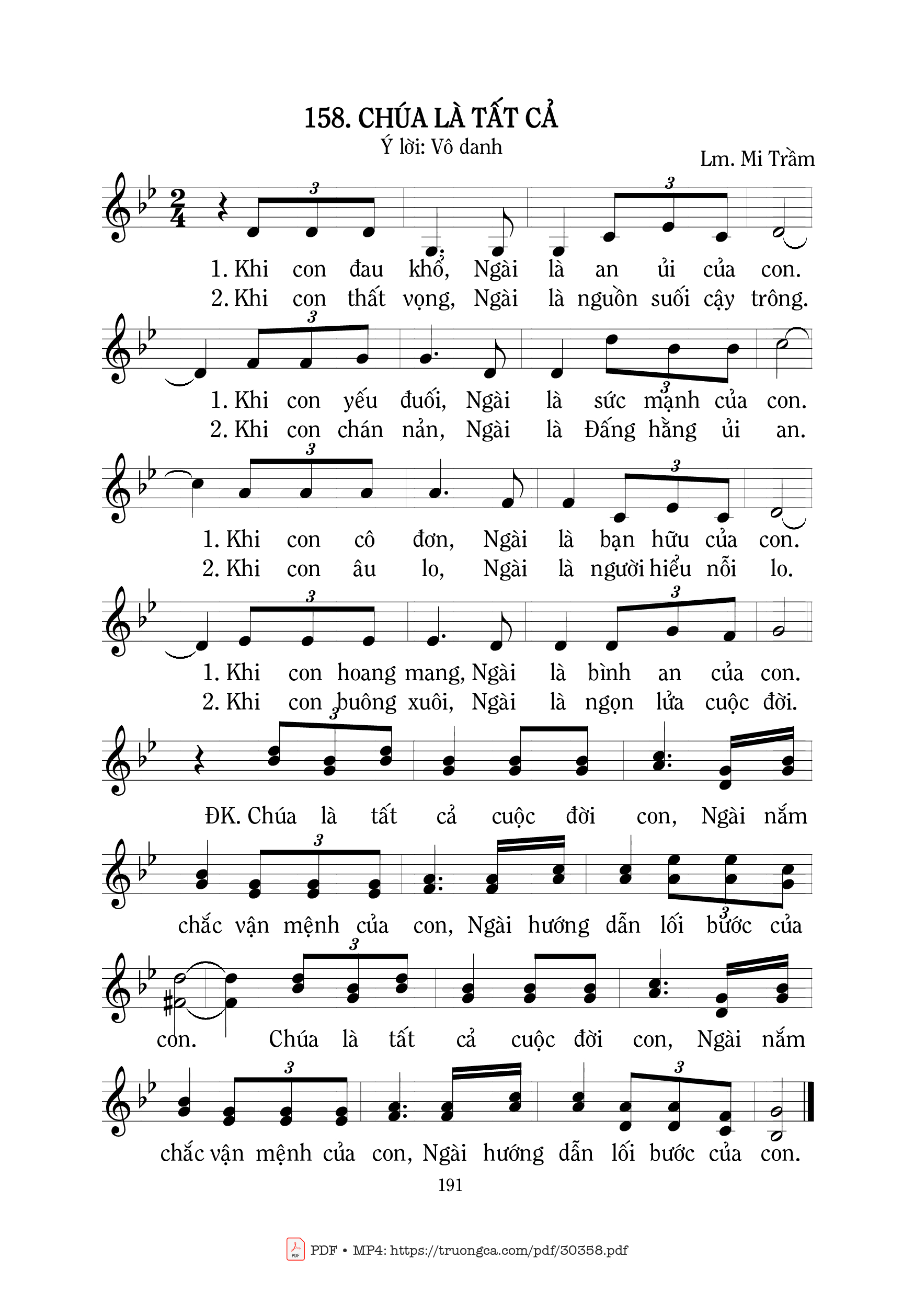 Page 1 of Sheet music PDF Chúa là tất cả - Mi Trầm