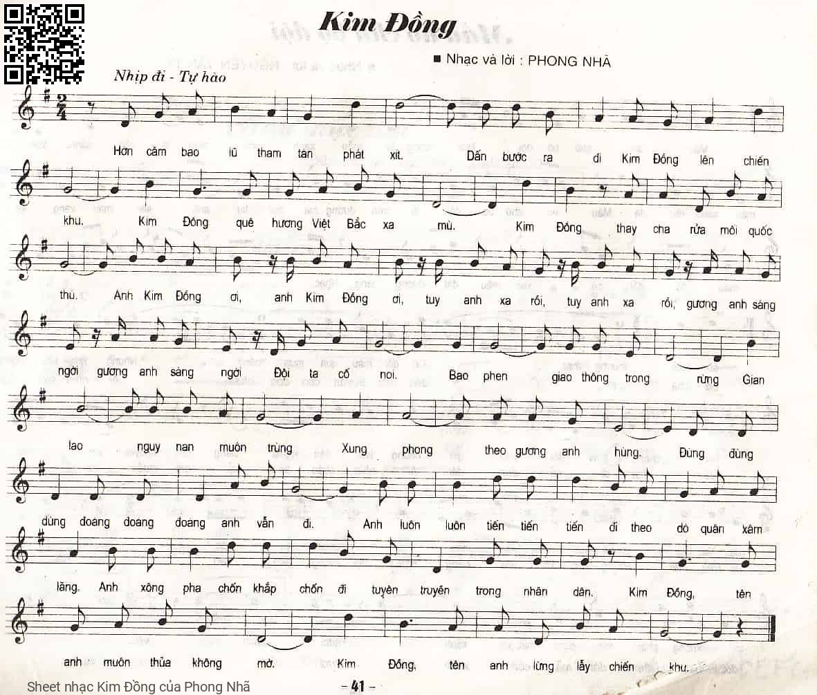Sheet PDF of Kim Đồng - Phong Nhã
