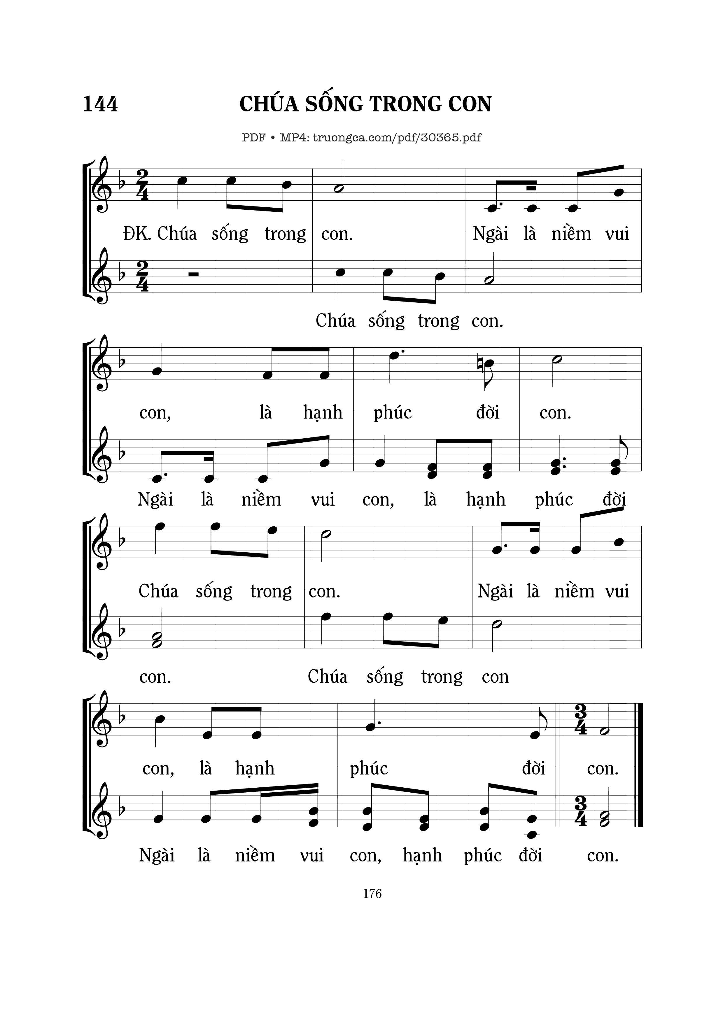 Sheet PDF of Chúa sống trong con