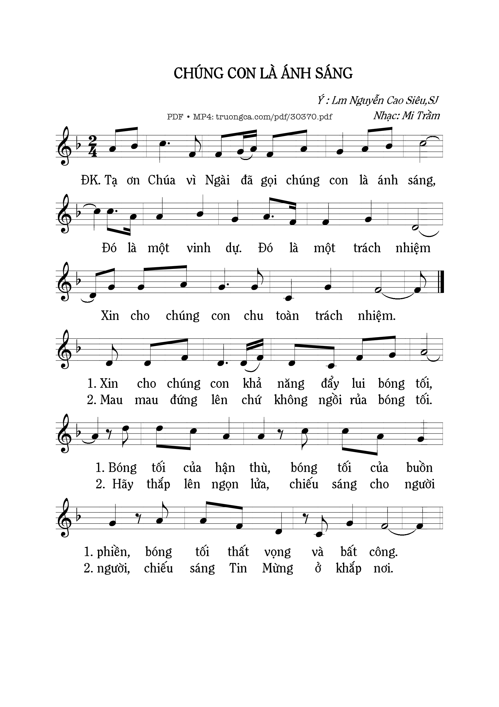 Page 1 of Sheet music PDF Chúng con là ánh sáng - Mi Trầm