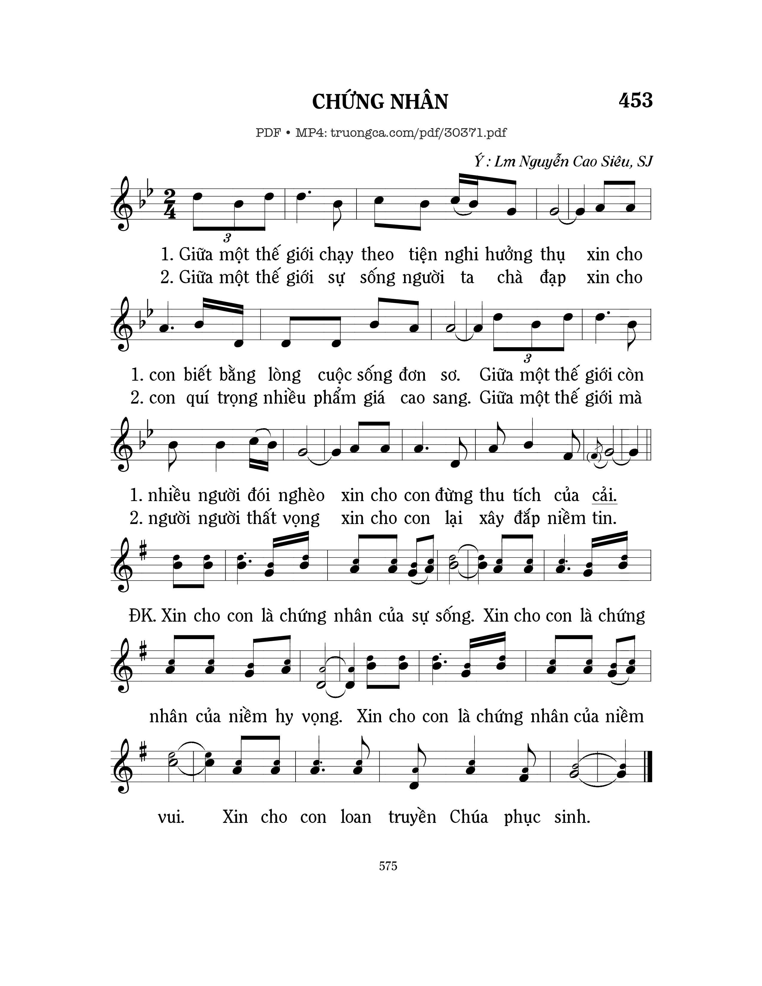 Page 1 of Sheet music PDF Chứng nhân - Mi Trầm