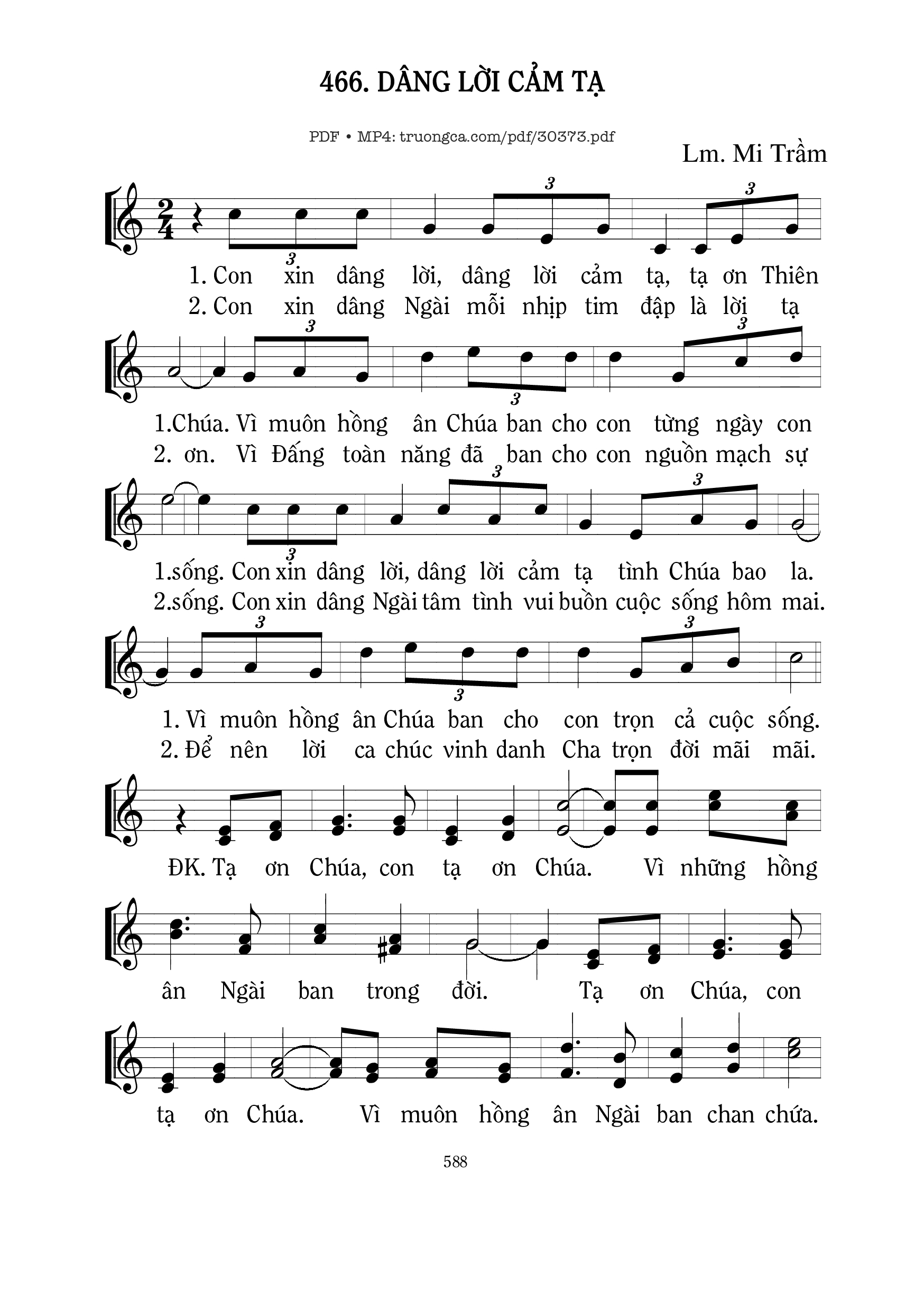 Sheet PDF of Dâng lời cảm tạ