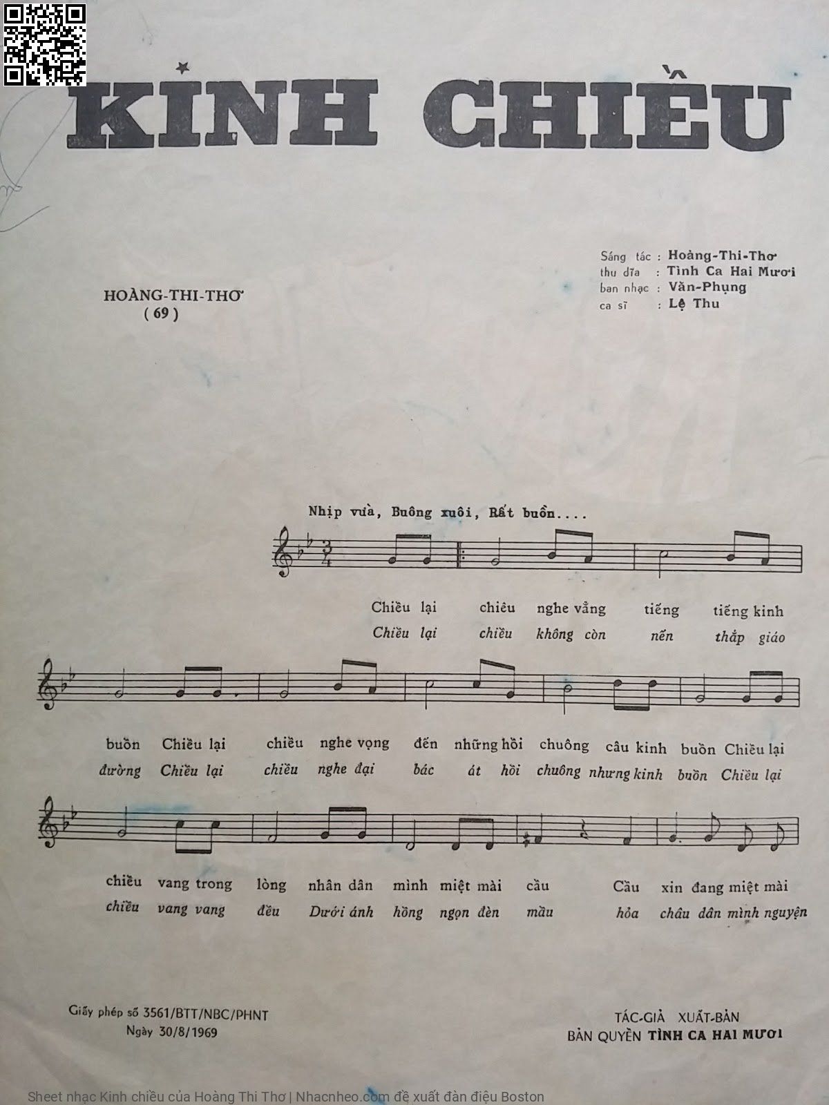 Page 2 of Sheet music PDF Kinh chiều - Hoàng Thi Thơ