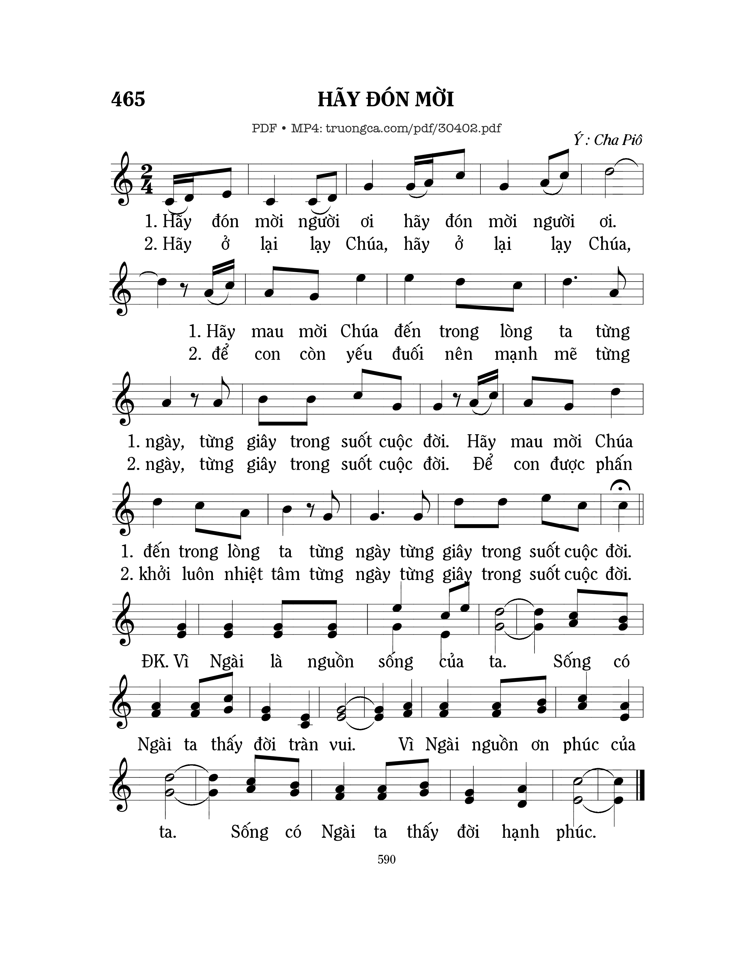 Page 1 of Sheet music PDF Hãy đón mời - Mi Trầm