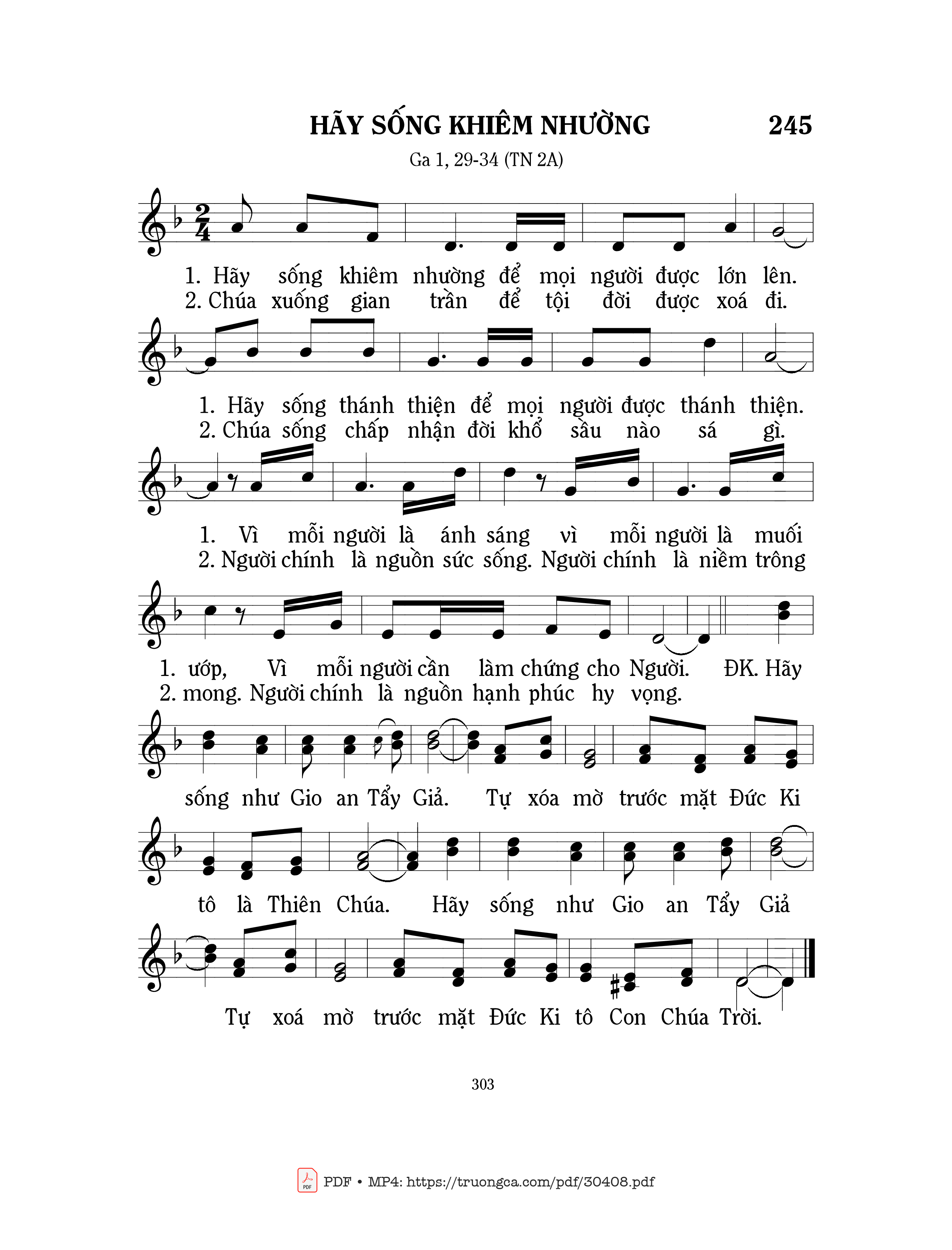 Sheet PDF of Hãy sống khiêm nhường