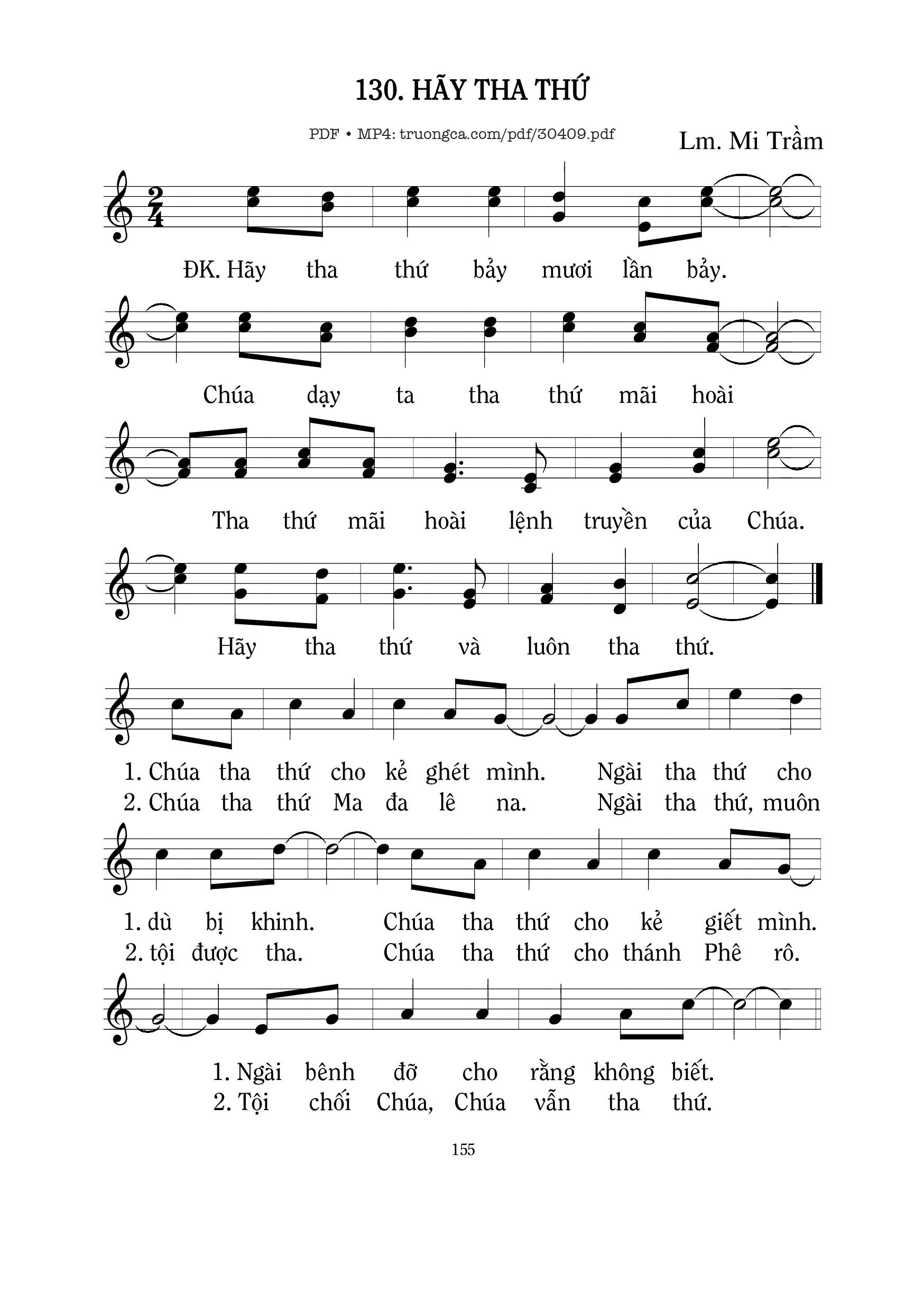 Sheet PDF of Hãy tha thứ - Mi Trầm