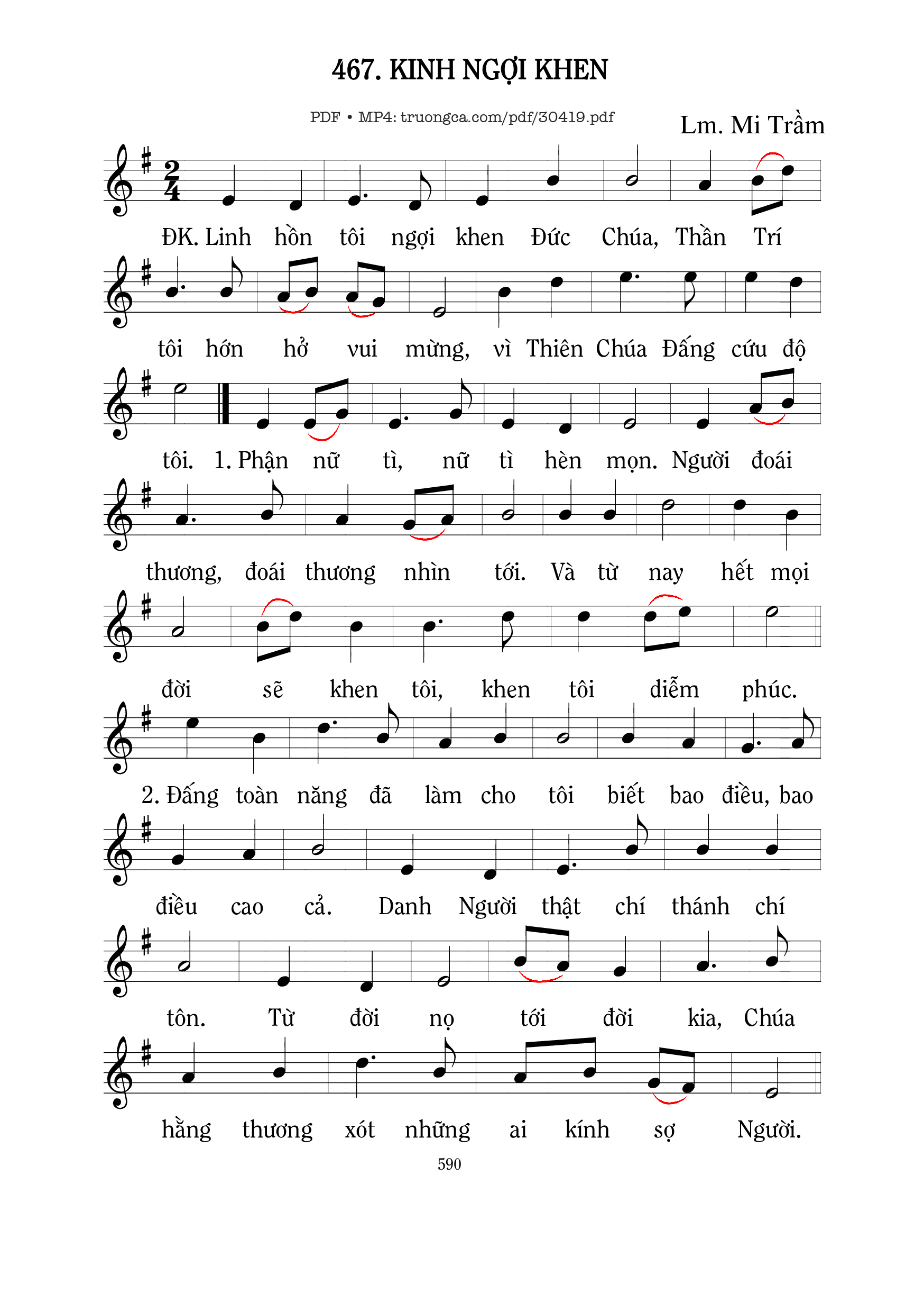 Sheet PDF of Kinh ngợi khen