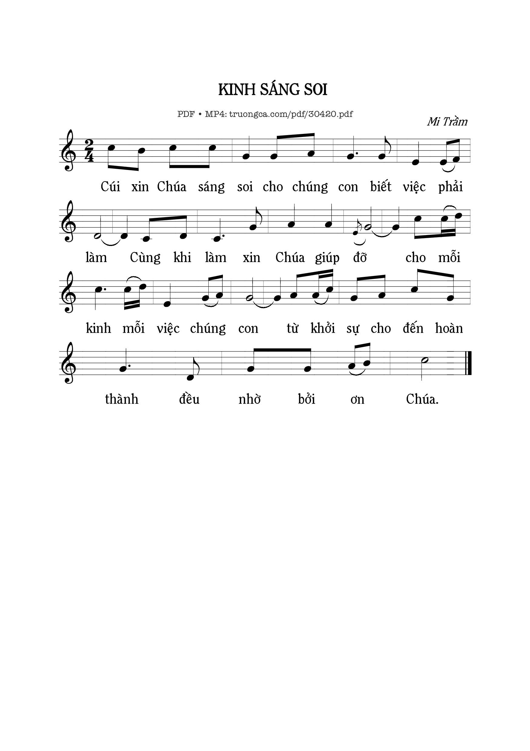 Sheet PDF of Kinh sáng soi - Mi Trầm