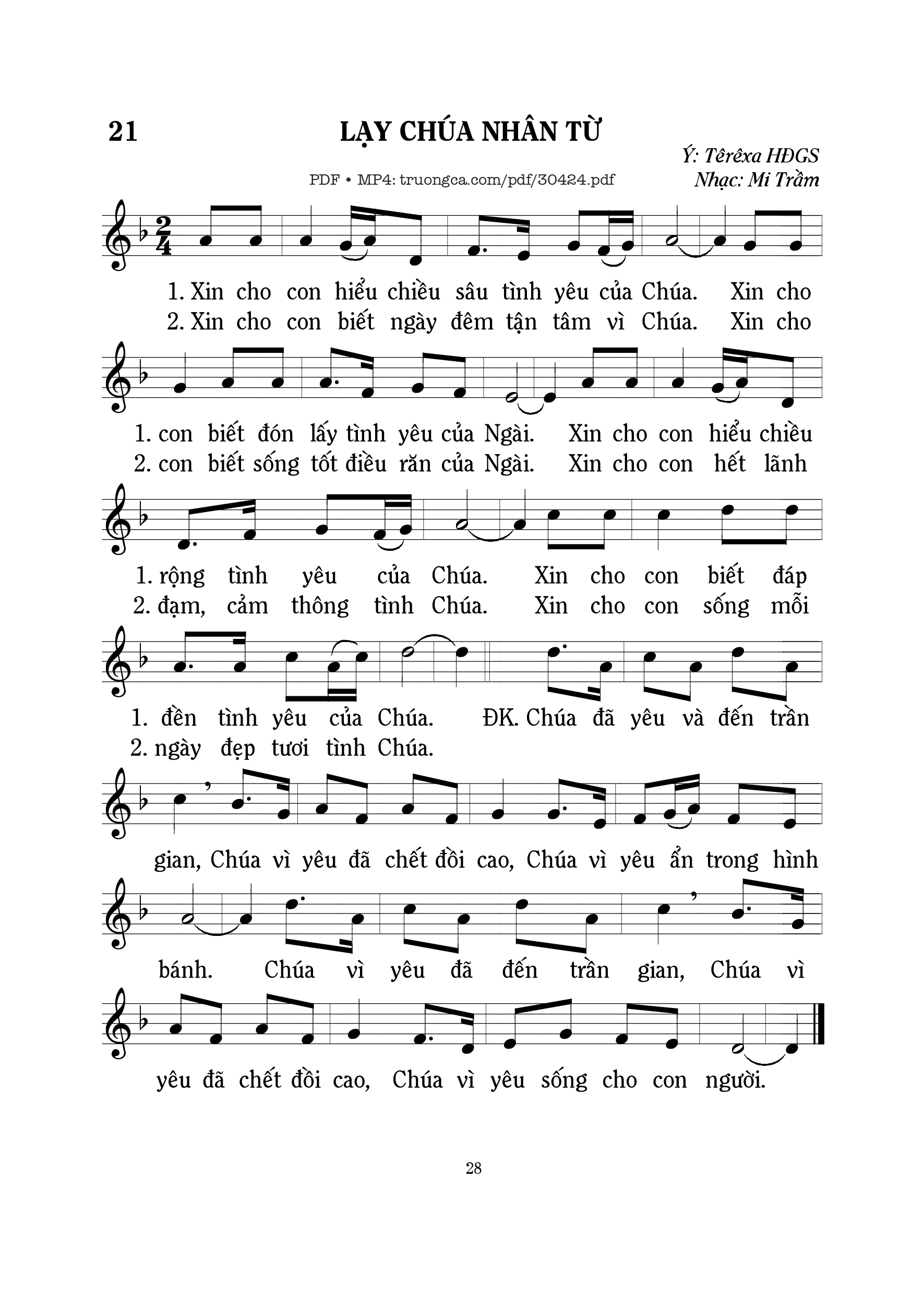 Page 1 of Sheet music PDF Lạy Chúa nhân từ - Mi Trầm