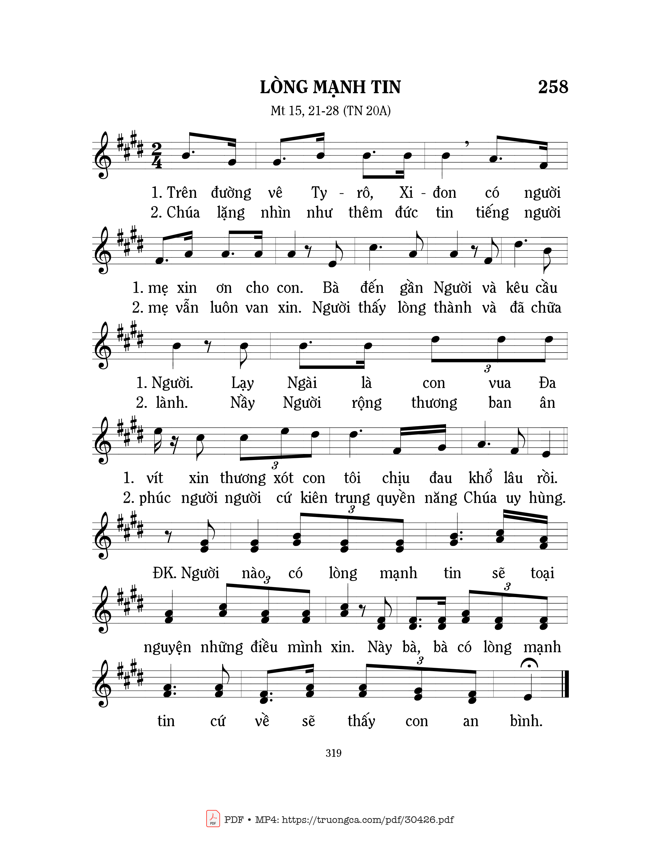 Page 1 of Sheet music PDF Lòng mạnh tin - Mi Trầm