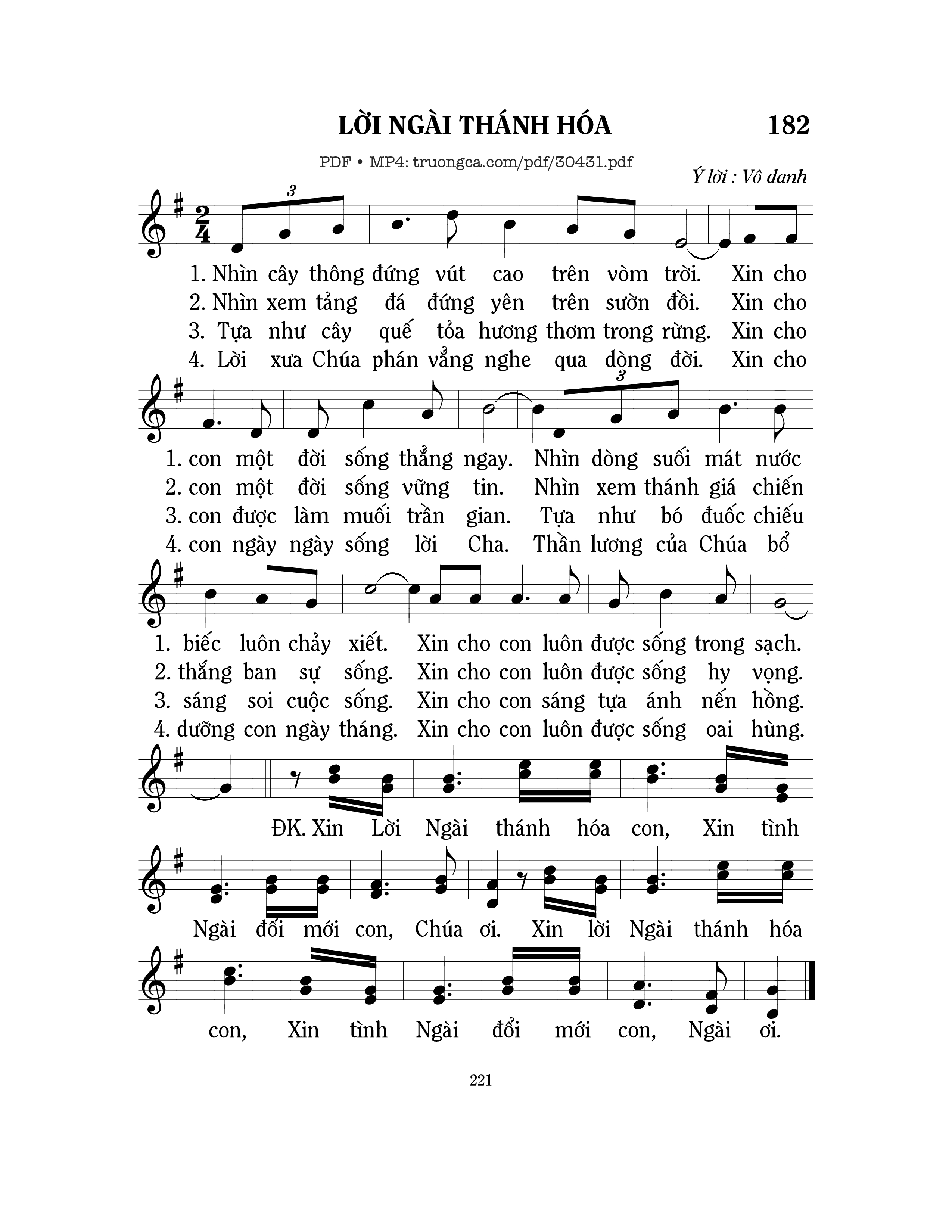 Page 1 of Sheet music PDF Lời Ngài thánh hóa - Mi Trầm