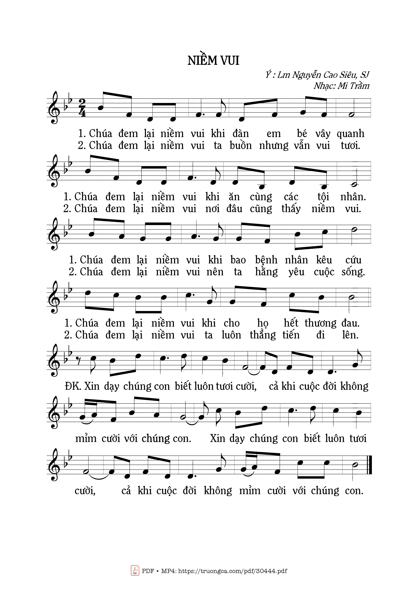 Page 1 of Sheet music PDF Niềm vui - Mi Trầm