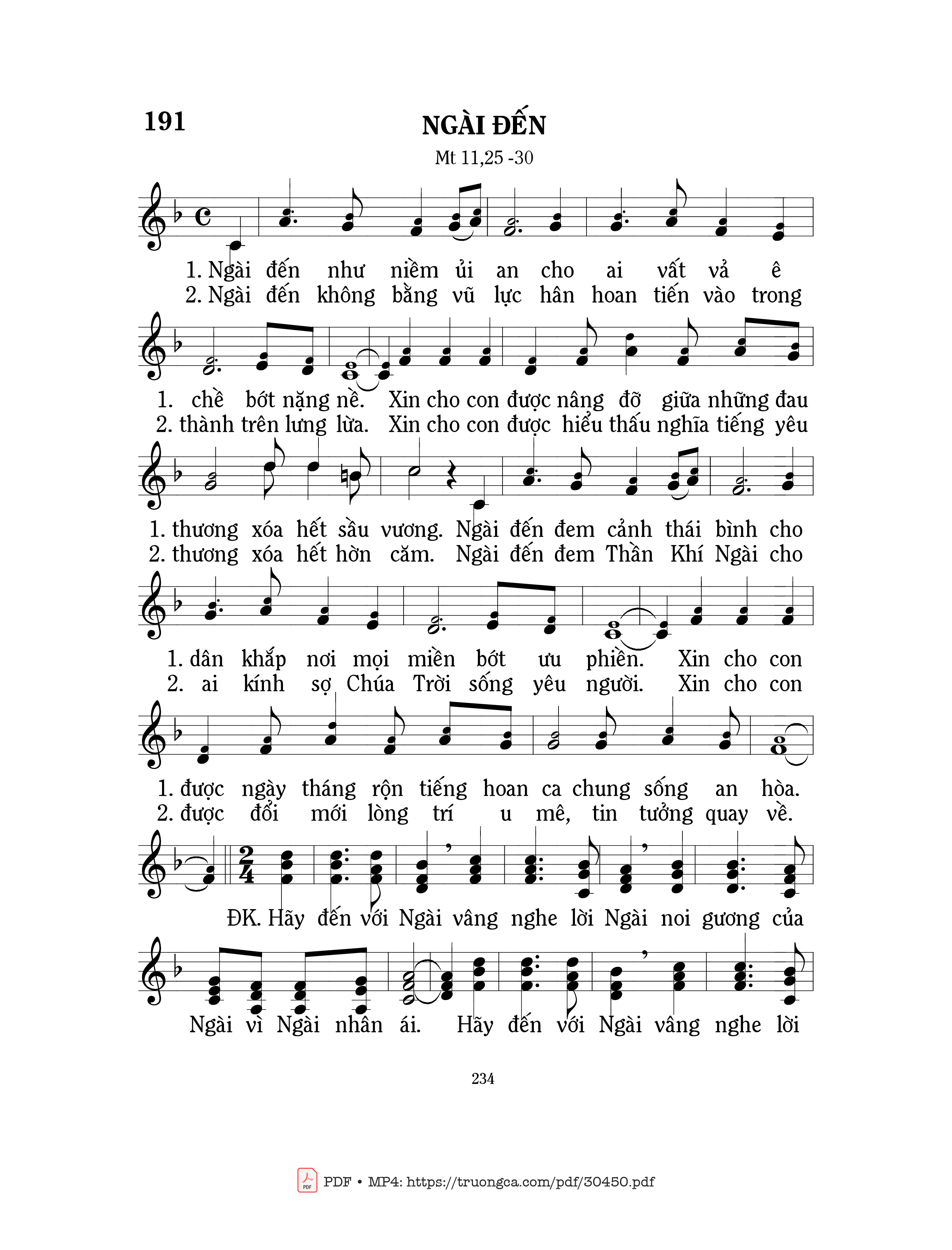 Page 1 of Sheet music PDF Ngài đến - Mi Trầm