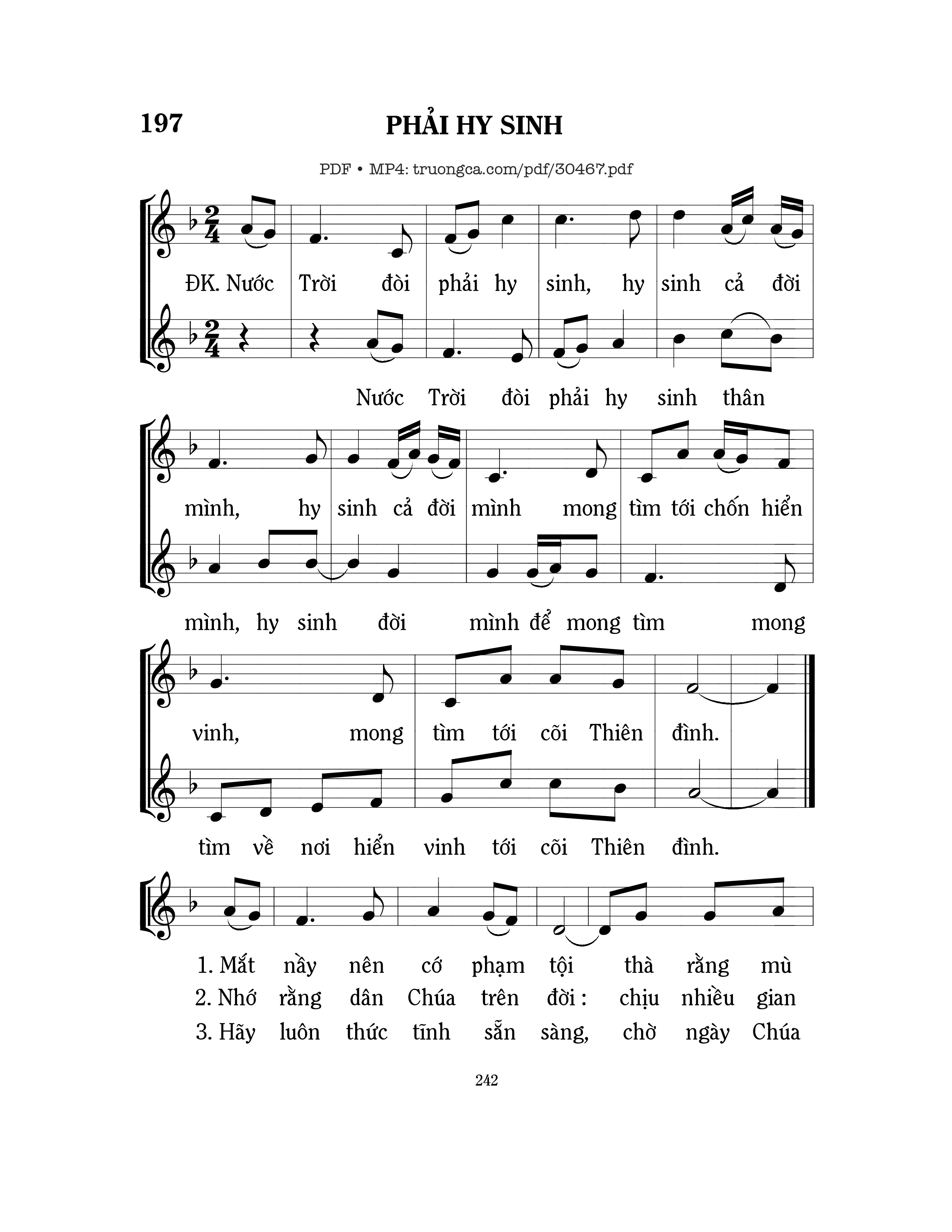 Page 1 of Sheet music PDF Phải hy sinh - Mi Trầm