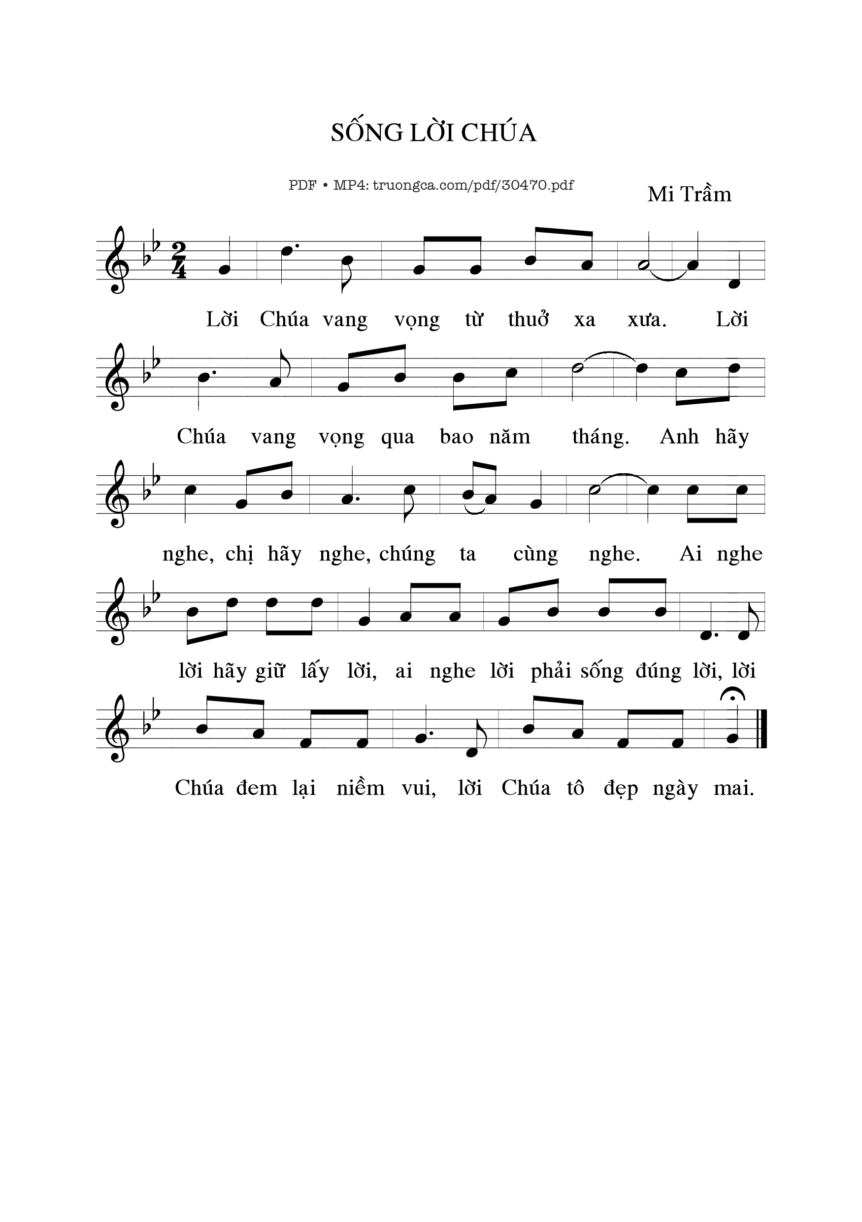 Page 1 of Sheet music PDF Sống Lời Chúa - Mi Trầm
