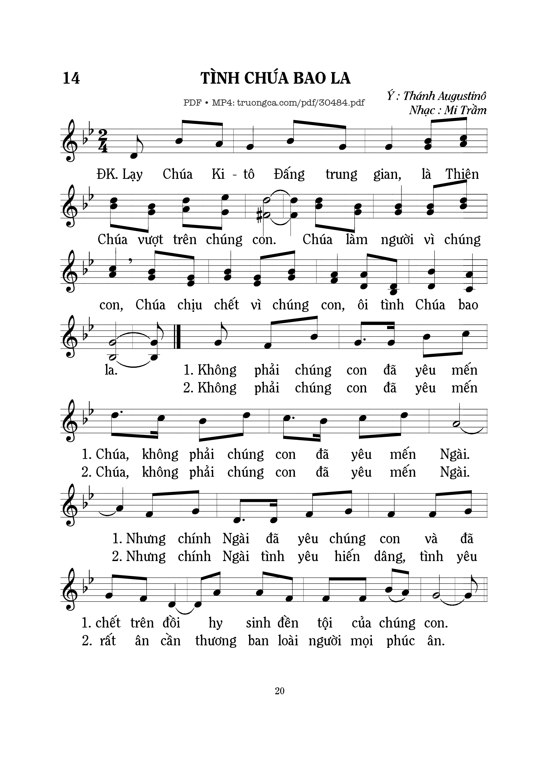 Sheet PDF of Tình Chúa bao la