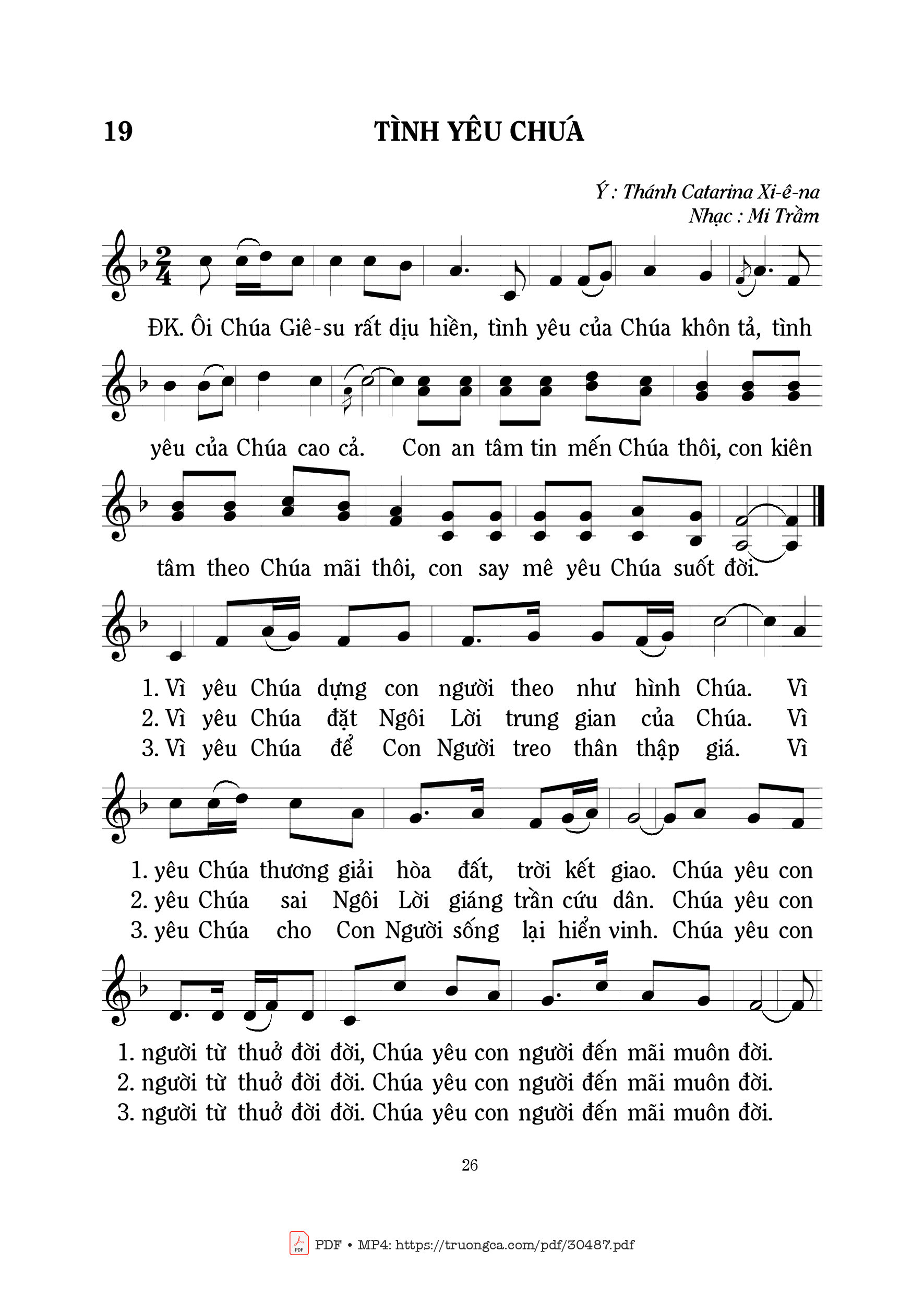 Page 1 of Sheet music PDF Tình yêu Chúa - Mi Trầm