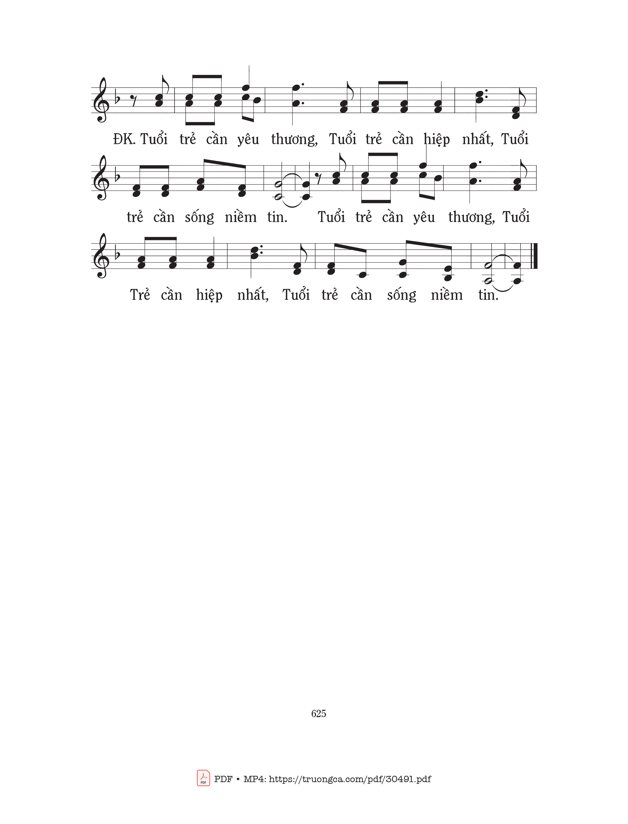 Page 2 of Sheet music PDF Tuổi trẻ - Mi Trầm