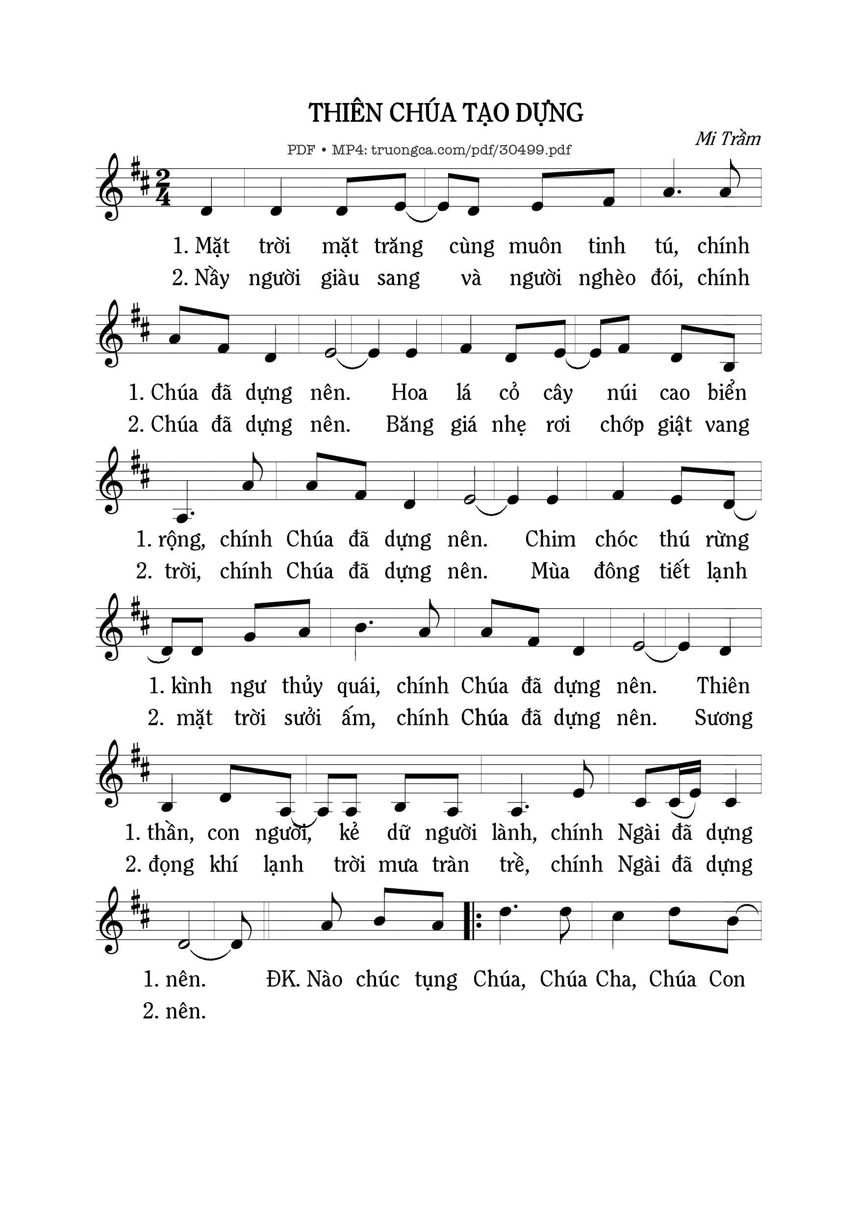 Sheet PDF of Thiên Chúa tạo dựng