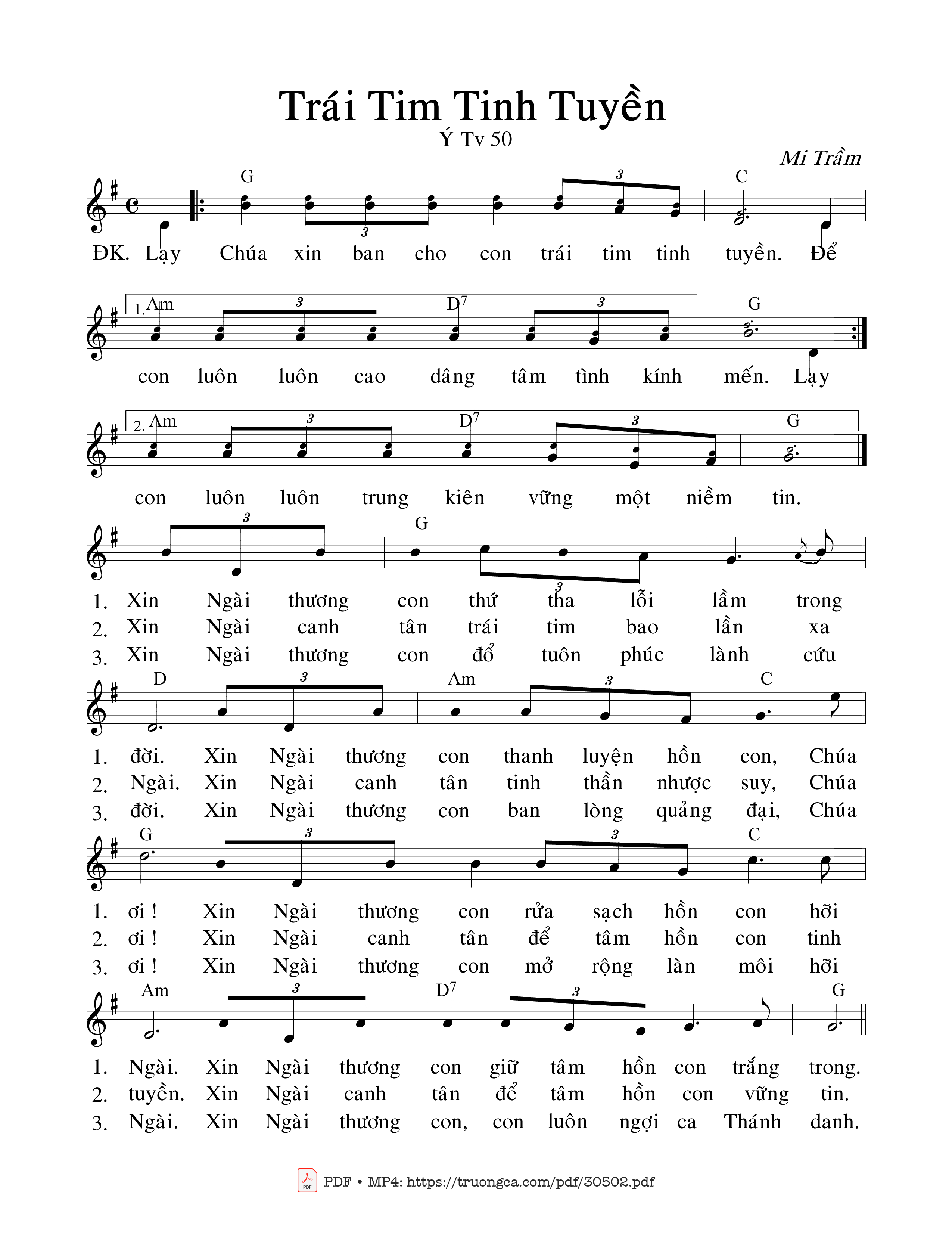 Sheet PDF of Trái tim tinh tuyền (Tv. 50)
