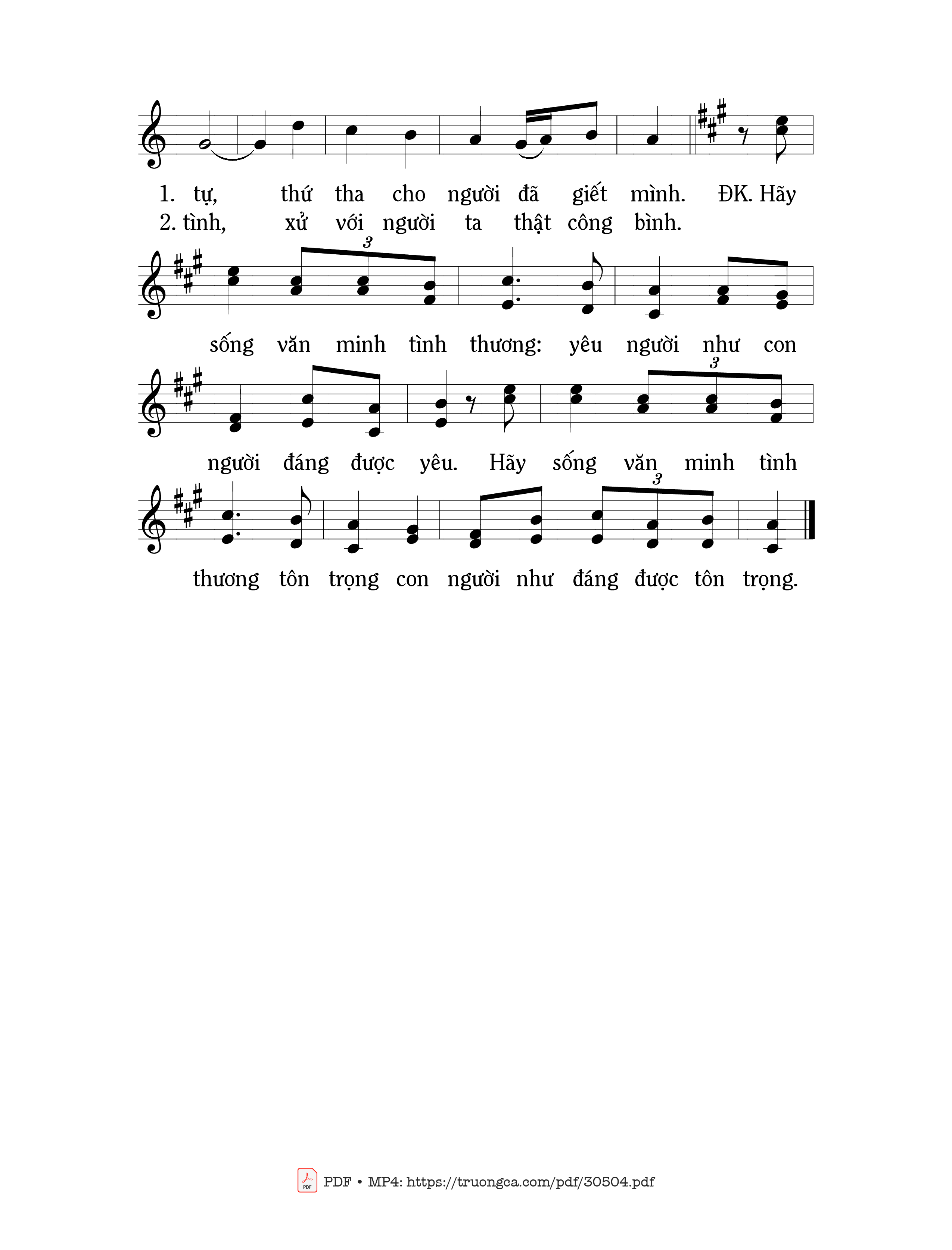 Page 2 of Sheet music PDF Văn minh tình thương - Mi Trầm
