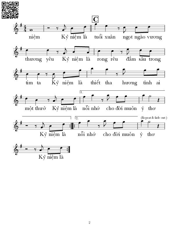Page 2 of Sheet music PDF Kỷ niệm là nỗi nhớ - Lê Tín Hương