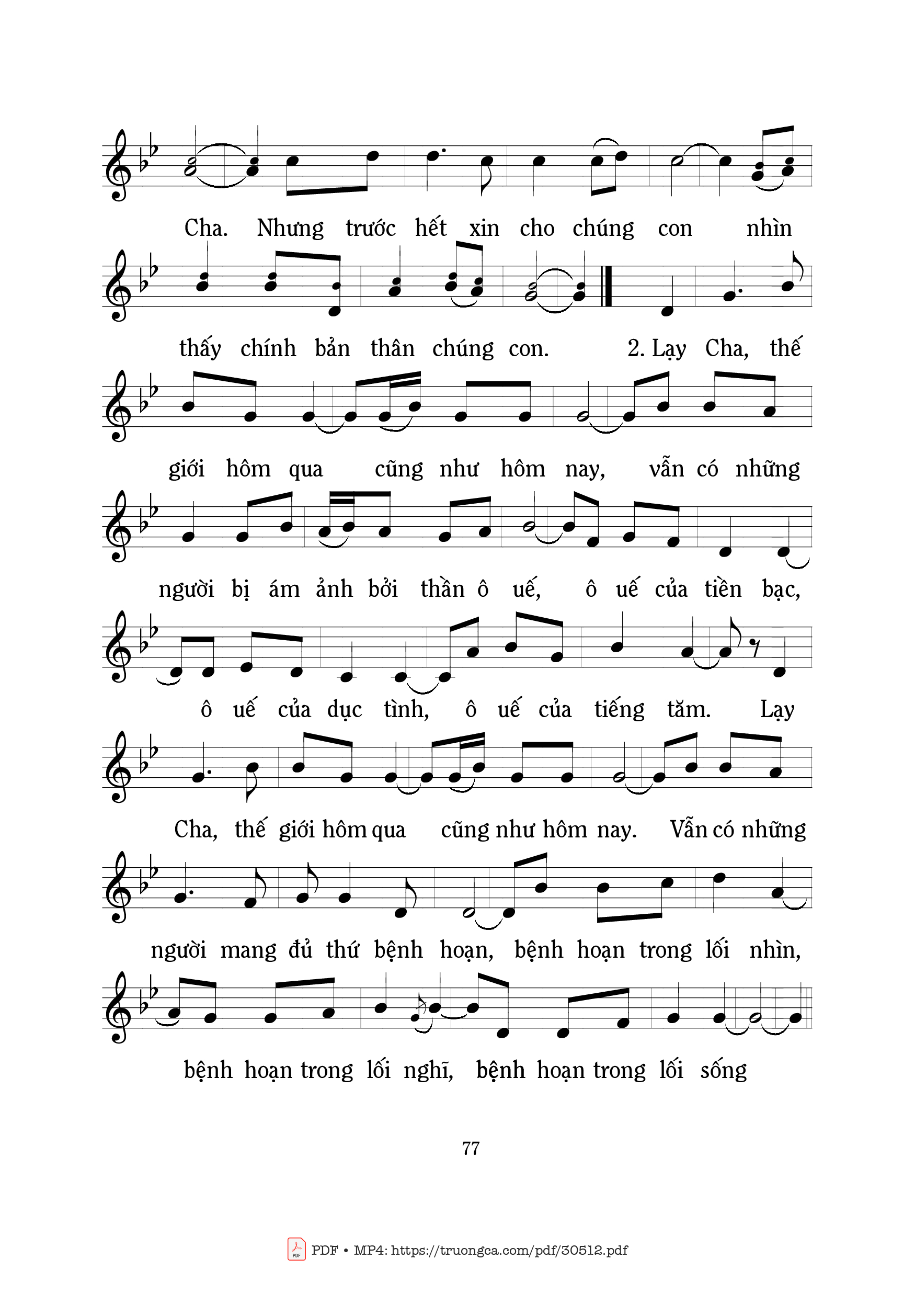Page 2 of Sheet music PDF Xin Cha Cho Chúng Con - Mi Trầm