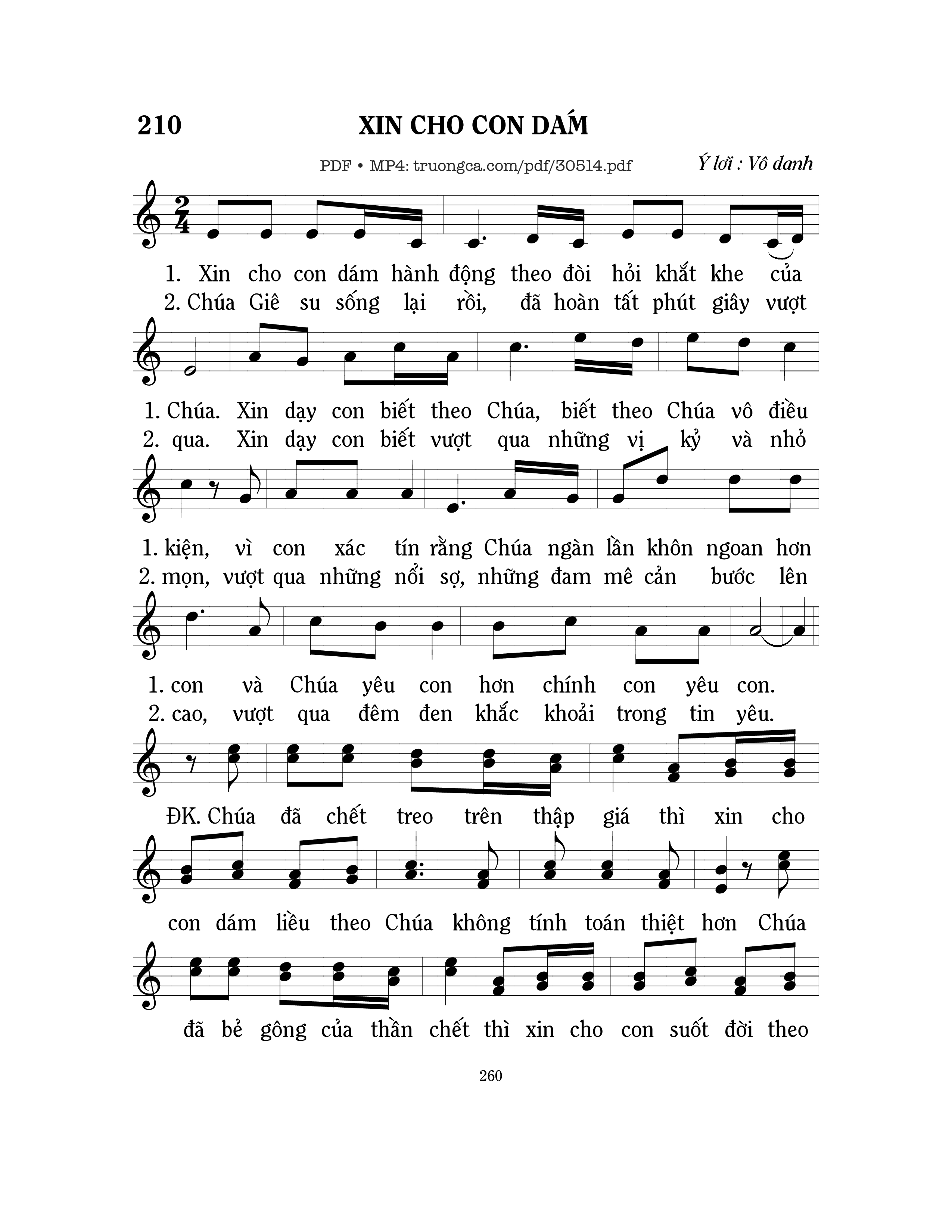 Sheet PDF of Xin cho con dám