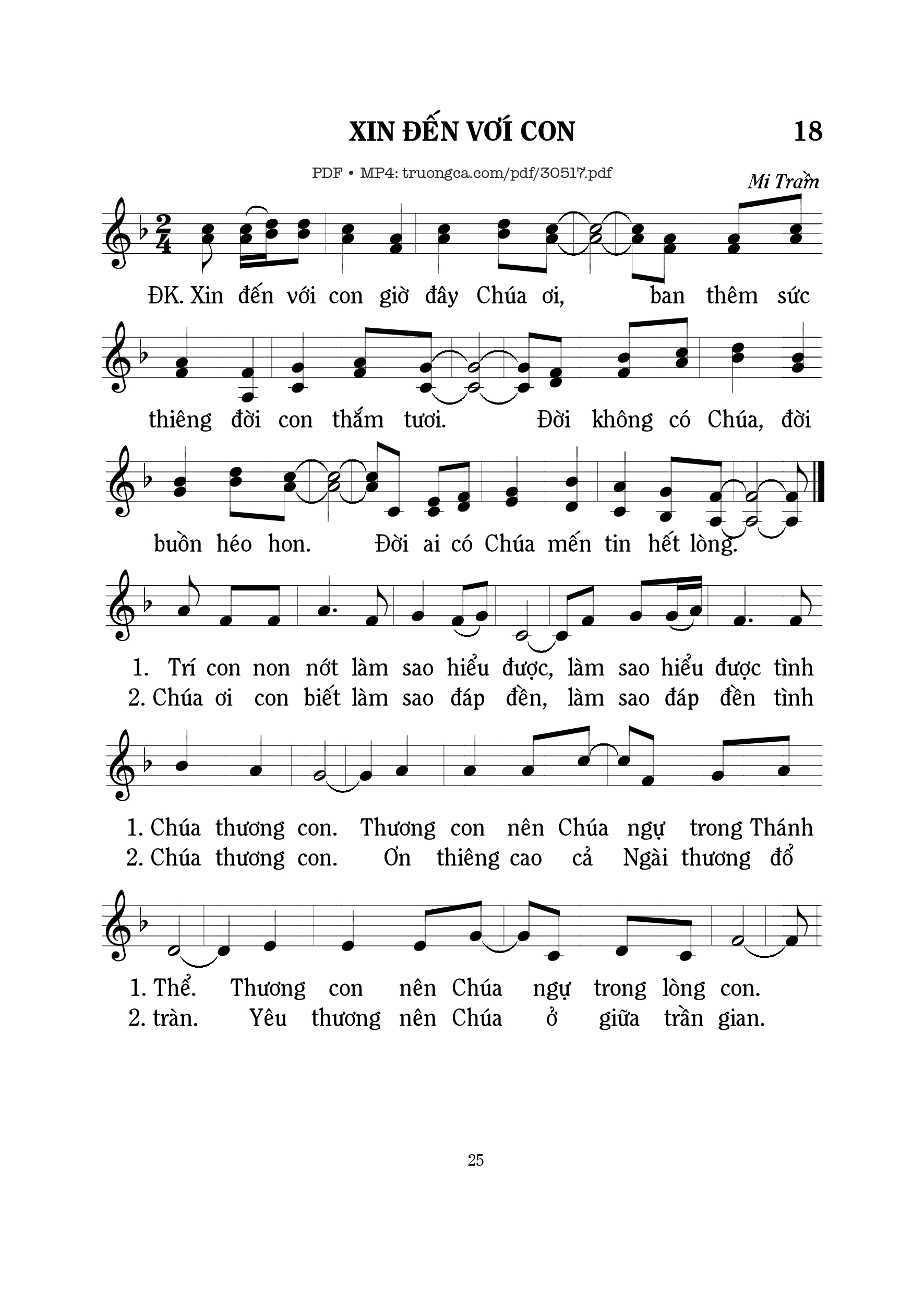 Sheet PDF of Xin đến với con 2