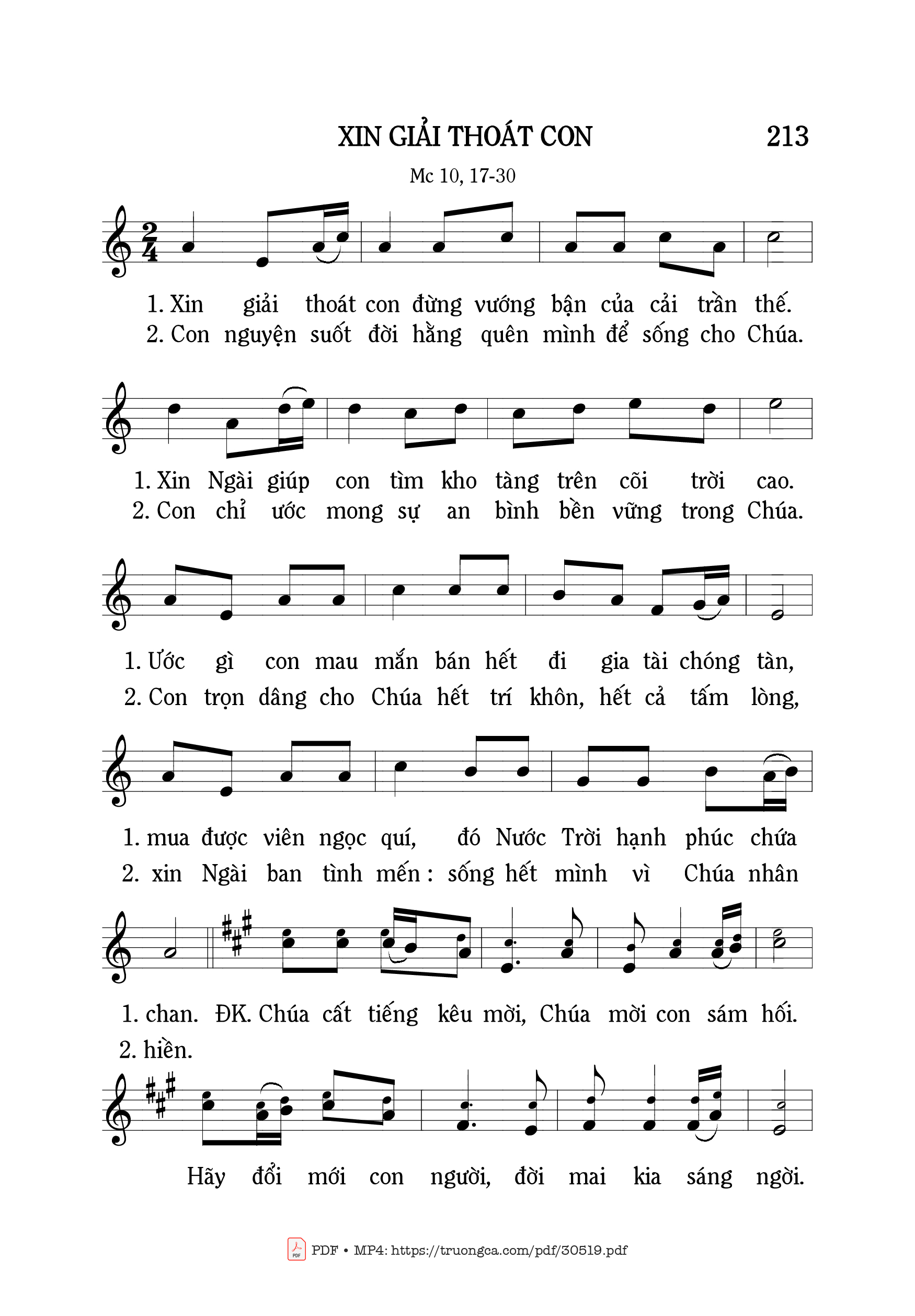 Sheet PDF of Xin giải thoát con