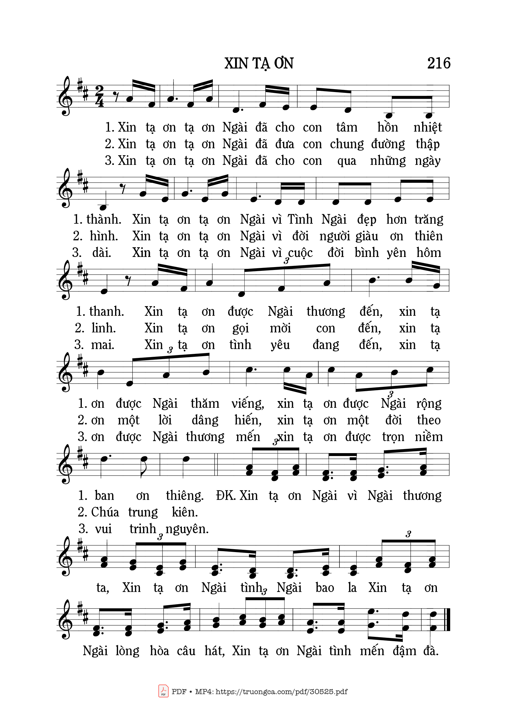 Page 1 of Sheet music PDF Xin tạ ơn - Mi Trầm