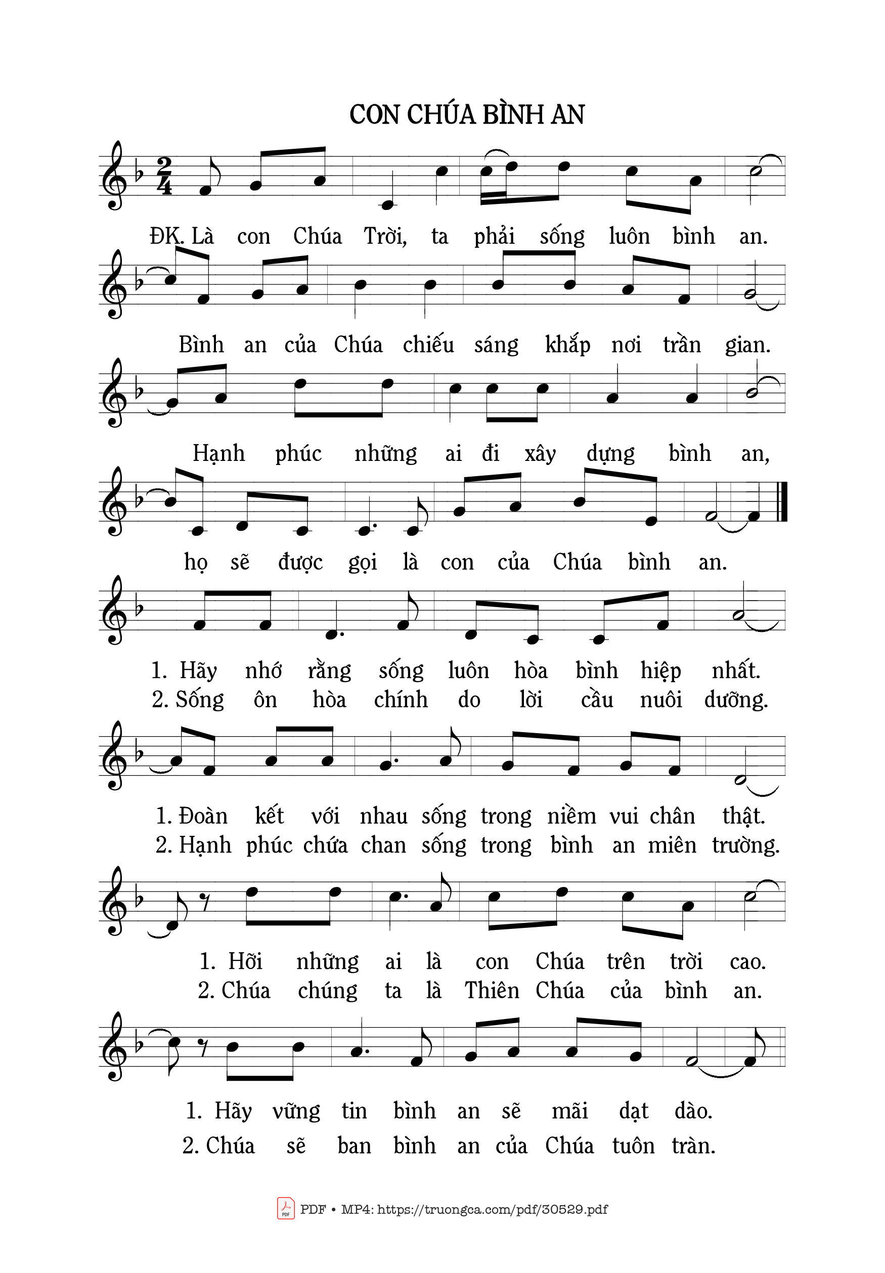 Page 1 of Sheet music PDF Con Chúa bình an - Mi Trầm