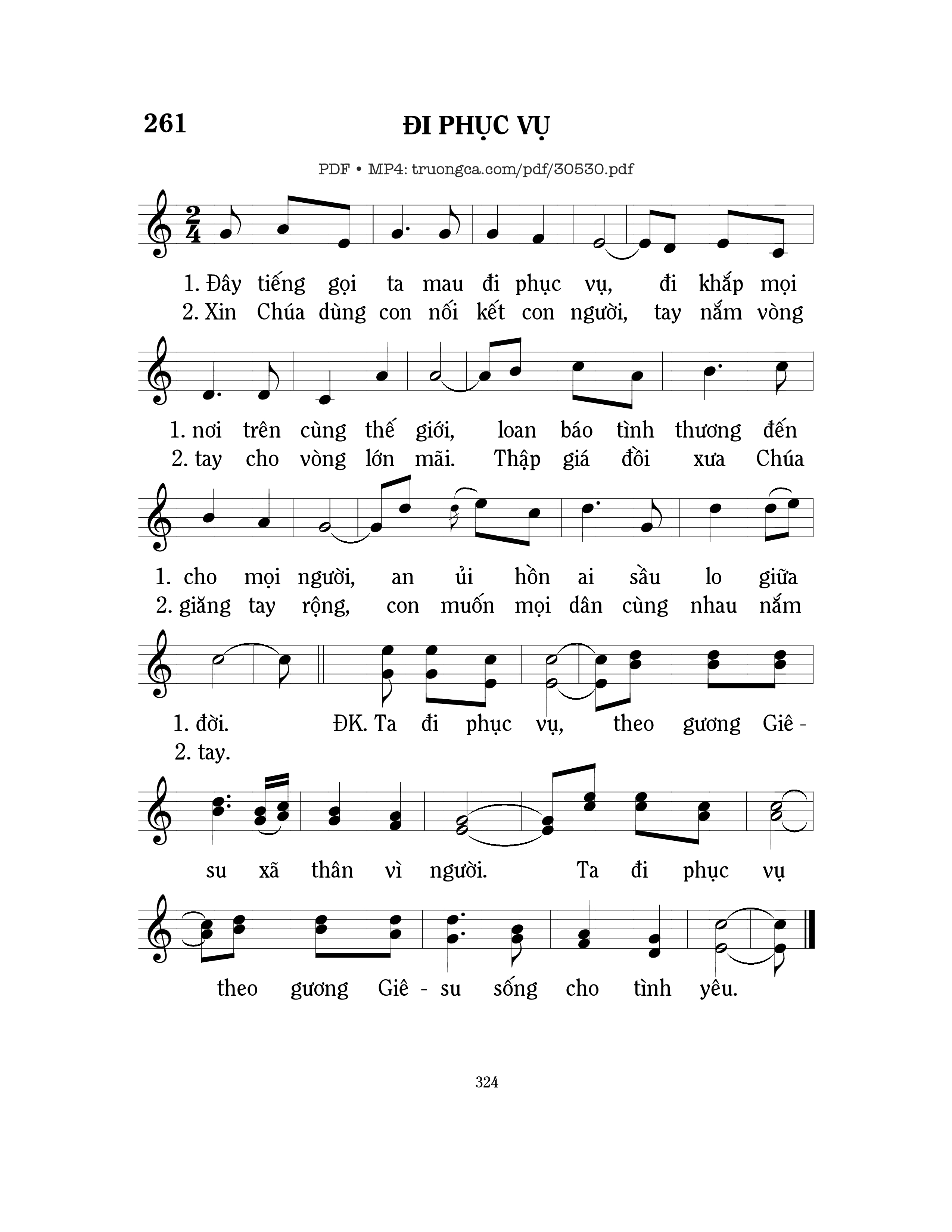 Page 1 of Sheet music PDF Đi Phục Vụ - Mi Trầm