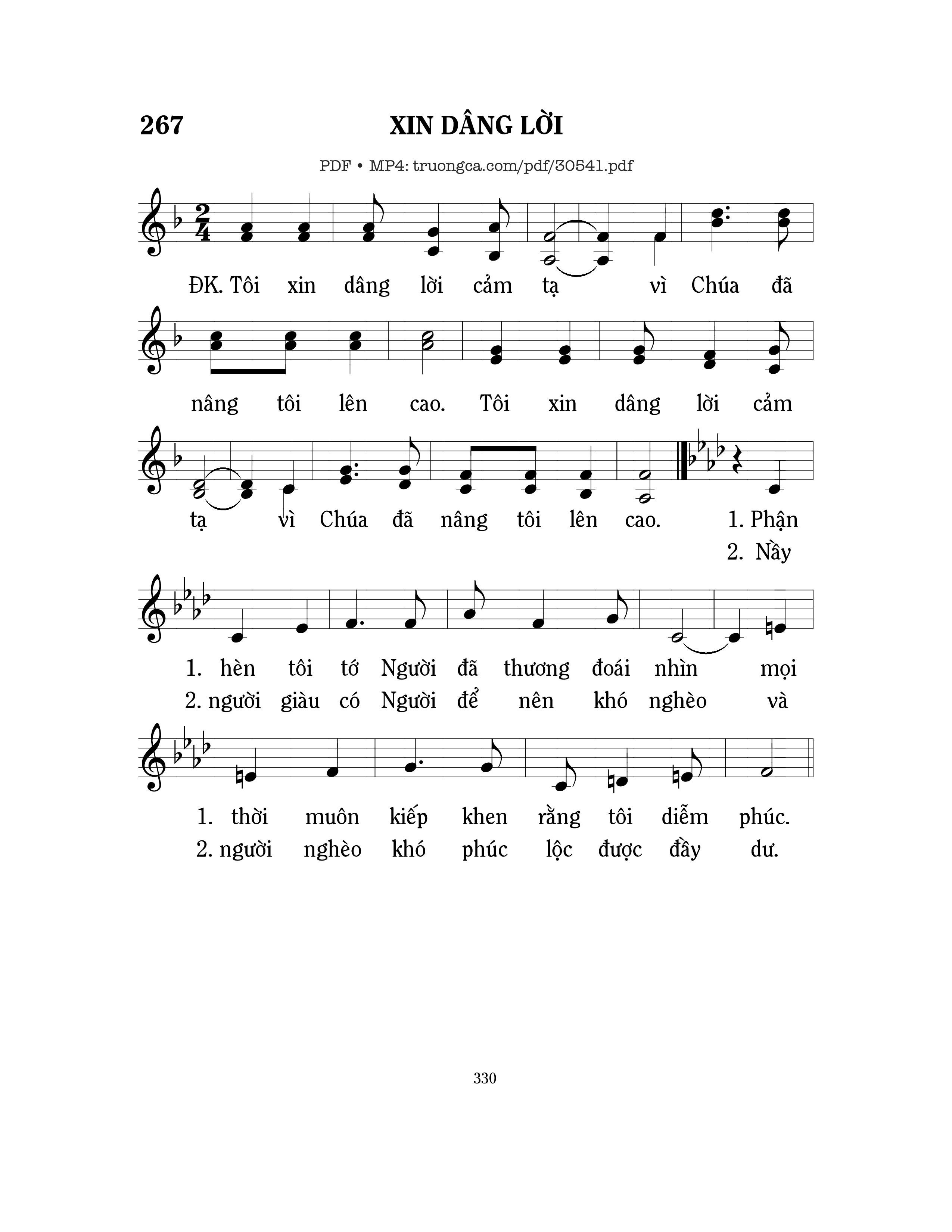 Page 1 of Sheet music PDF Xin dâng lời - Mi Trầm