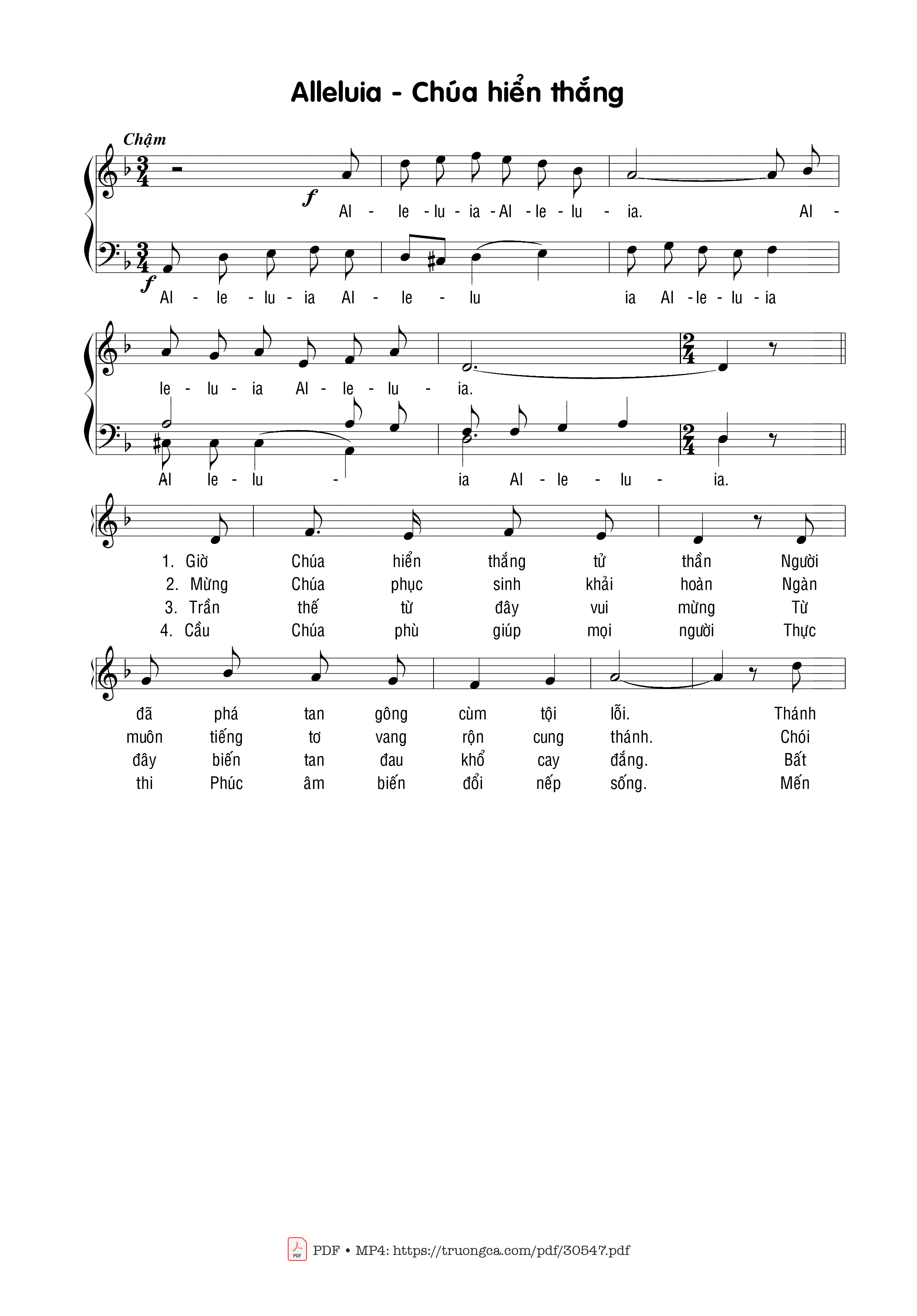 Page 1 of Sheet music PDF Alleluia Chúa Chiến Thắng - Phạm Liên Hùng