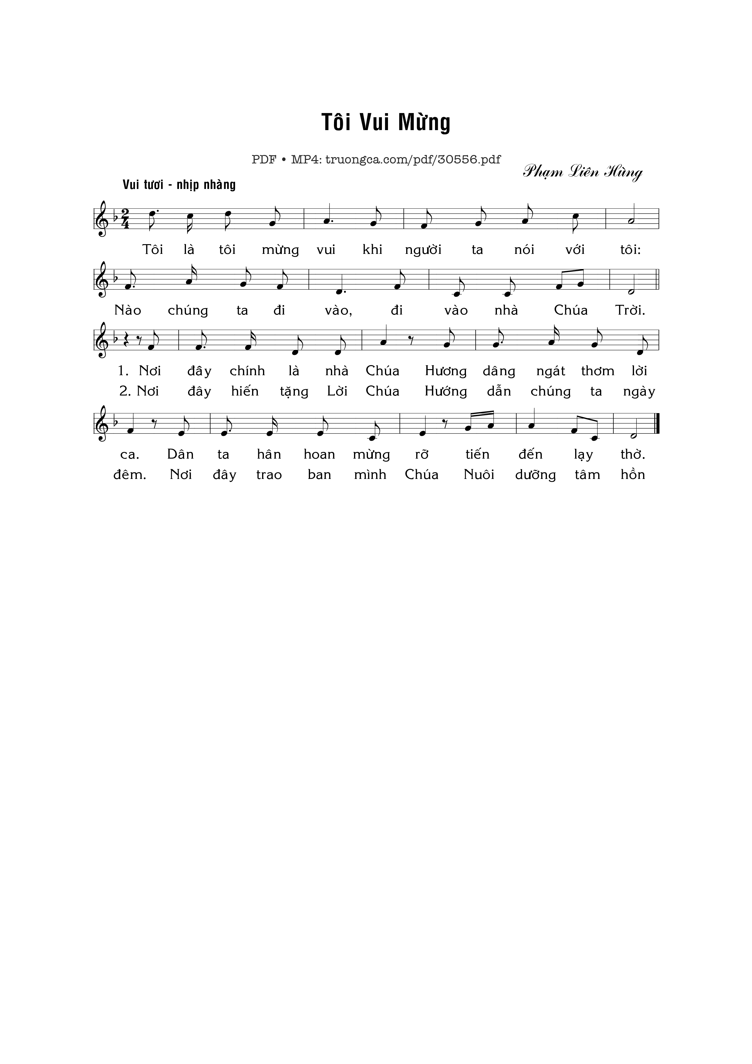 Page 1 of Sheet music PDF Tôi vui mừng - Phạm Liên Hùng