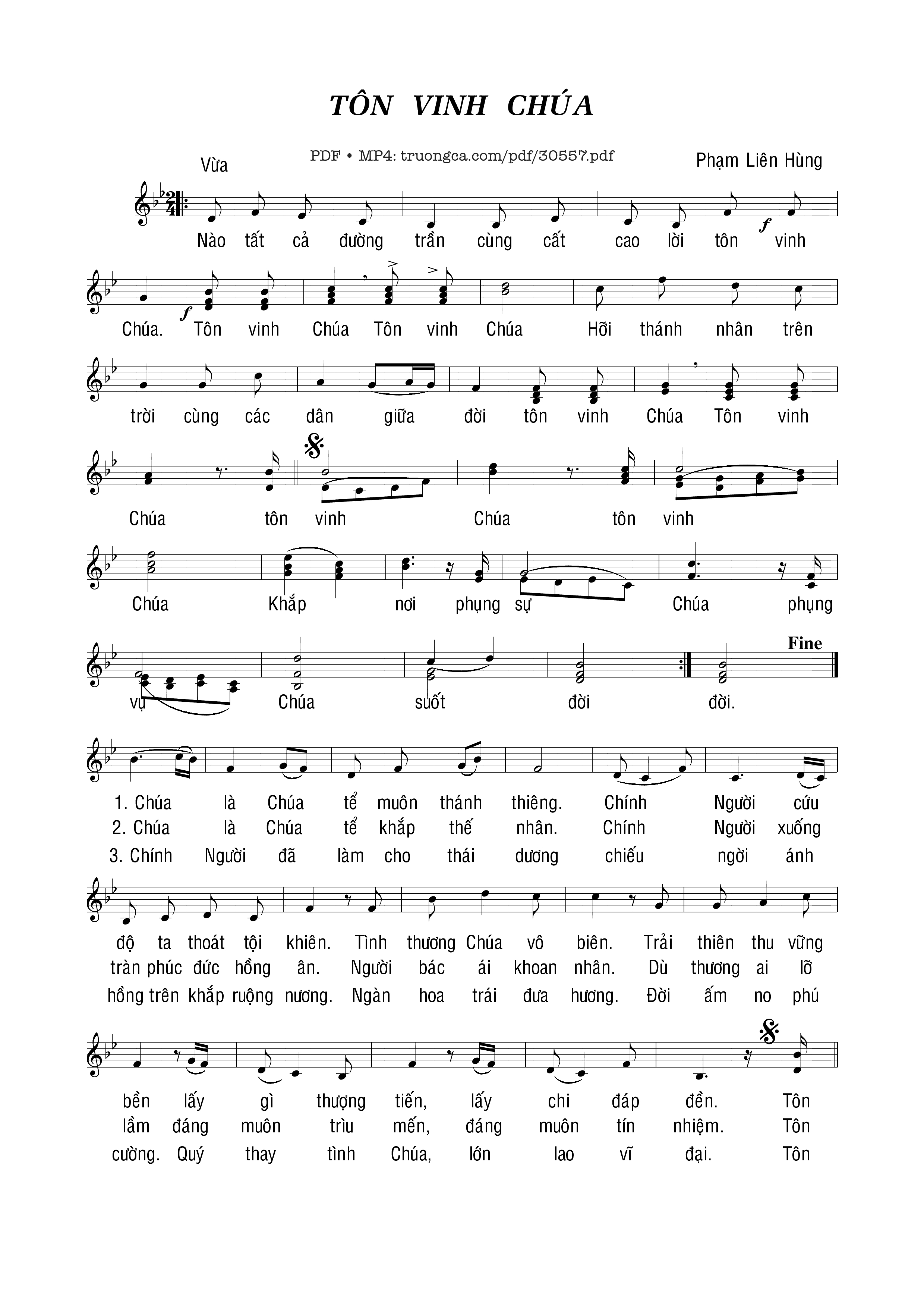 Page 1 of Sheet music PDF Tôn vinh Chúa - Phạm Liên Hùng