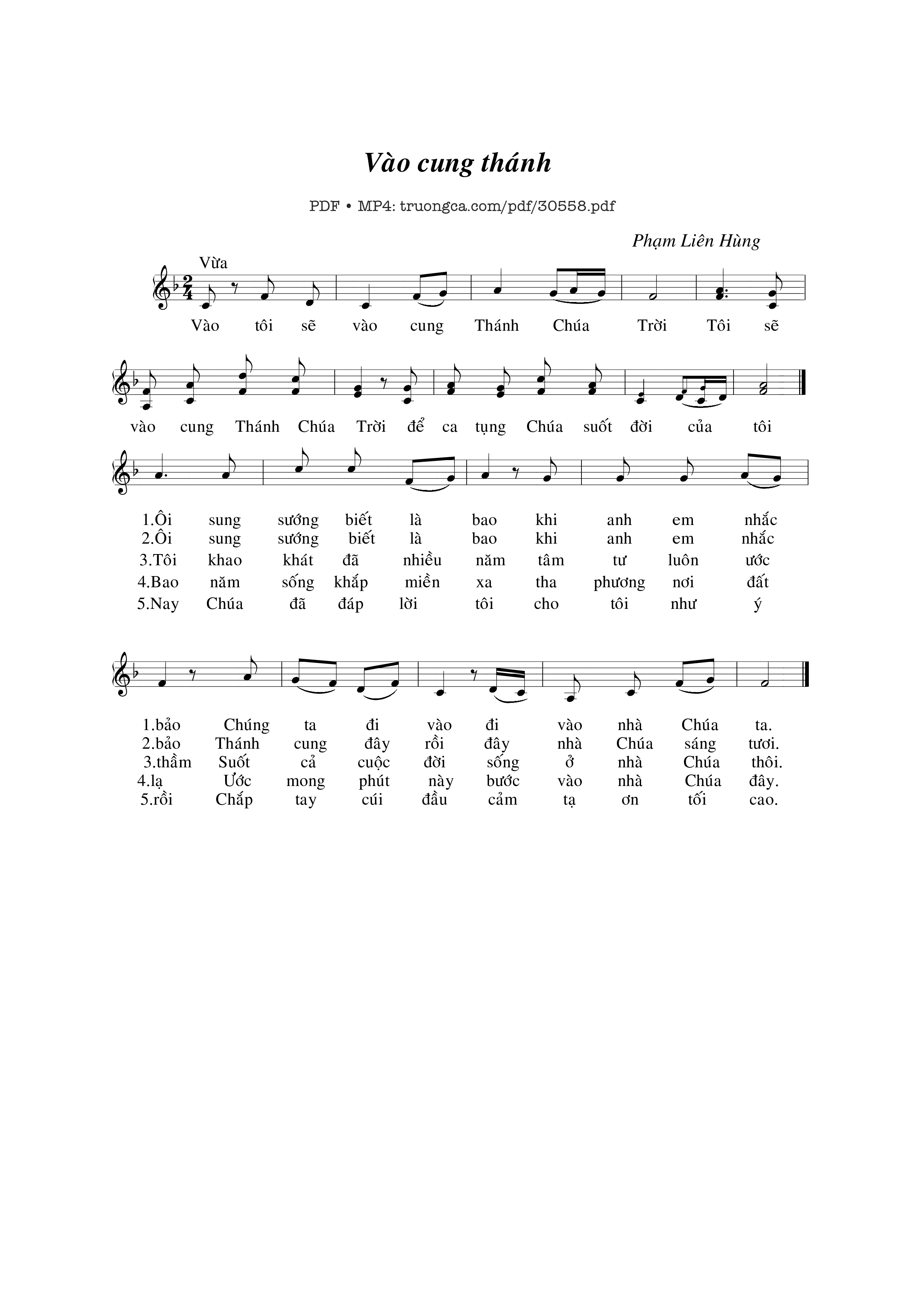 Sheet PDF of Vào Cung Thánh