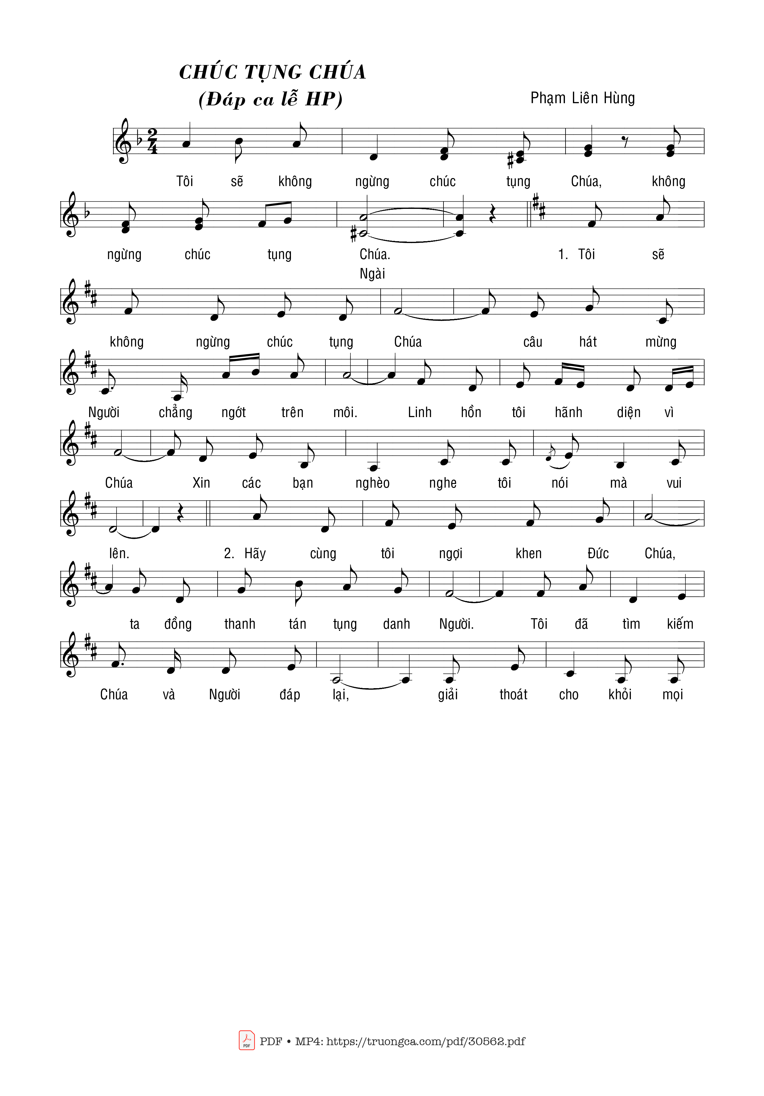 Sheet PDF of Chúc tụng Chúa/Lễ hôn phối