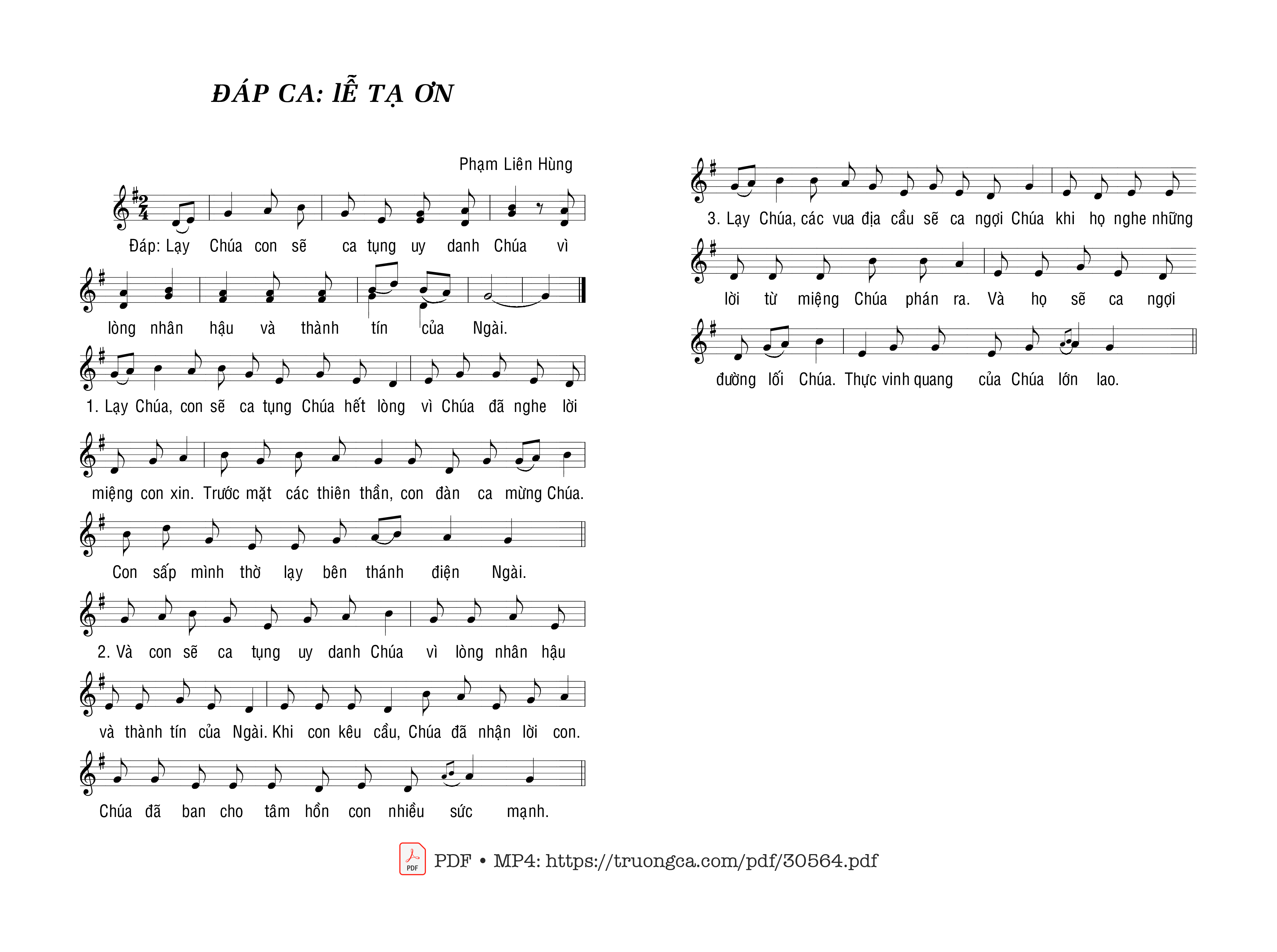 Page 1 of Sheet music PDF Lễ tạ ơn - Phạm Liên Hùng