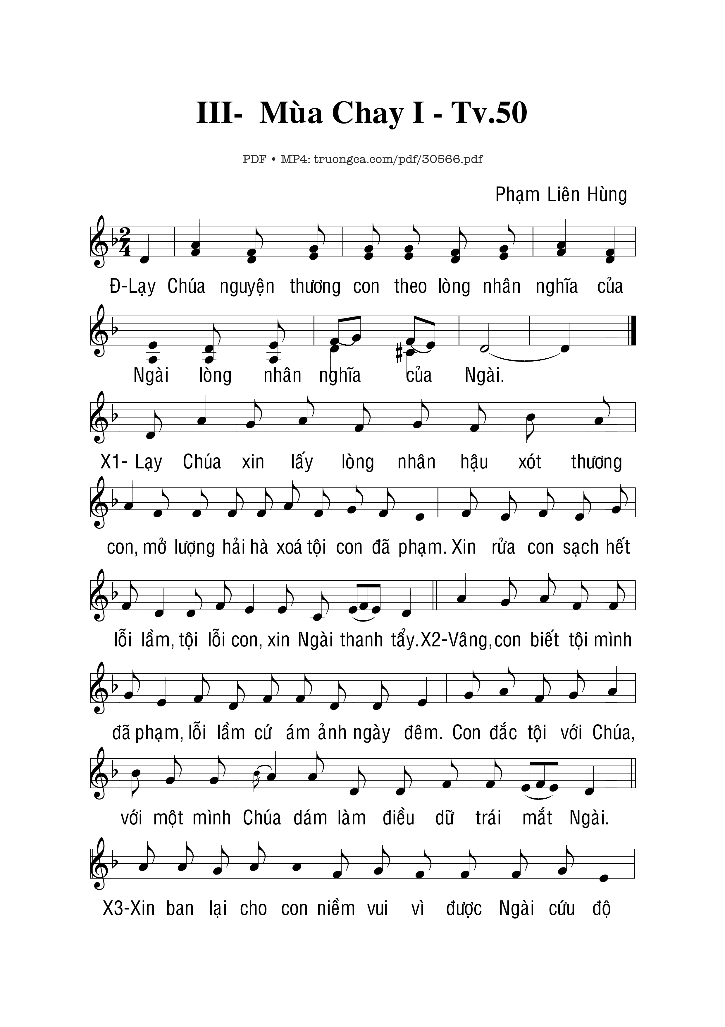 Page 1 of Sheet music PDF Thánh Vịnh , Mùa Chay/1.Tv 50 - Phạm Liên Hùng