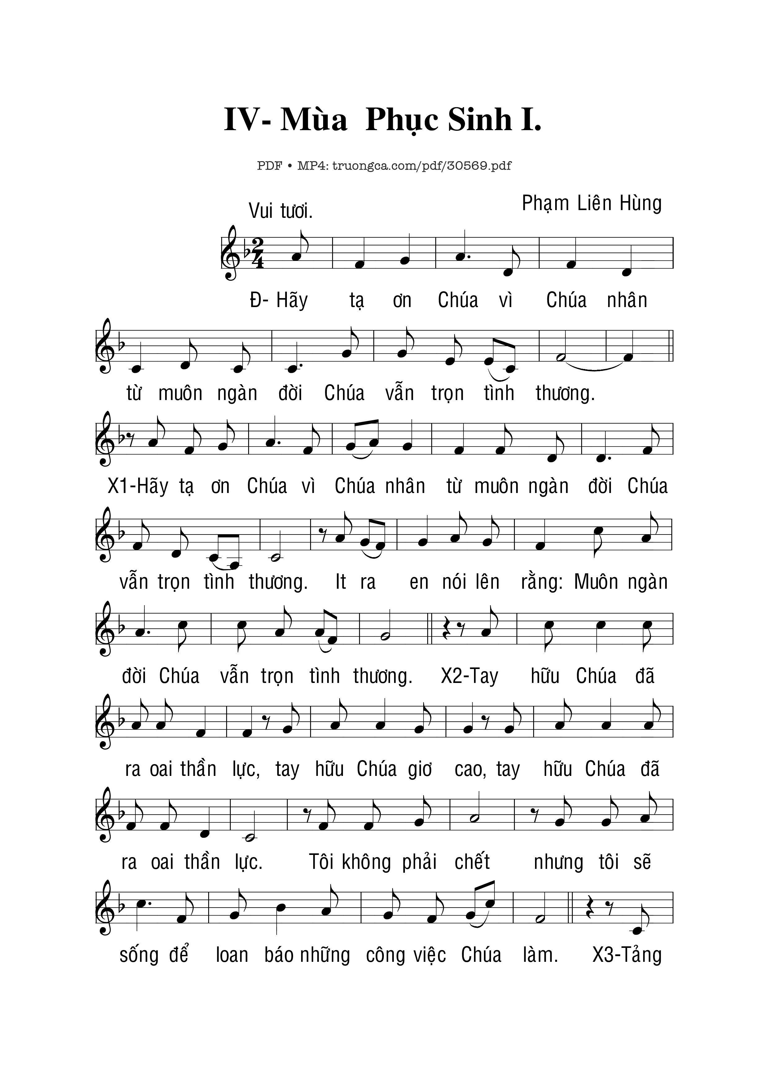 Page 1 of Sheet music PDF Mùa Phục Sinh (1) - Phạm Liên Hùng