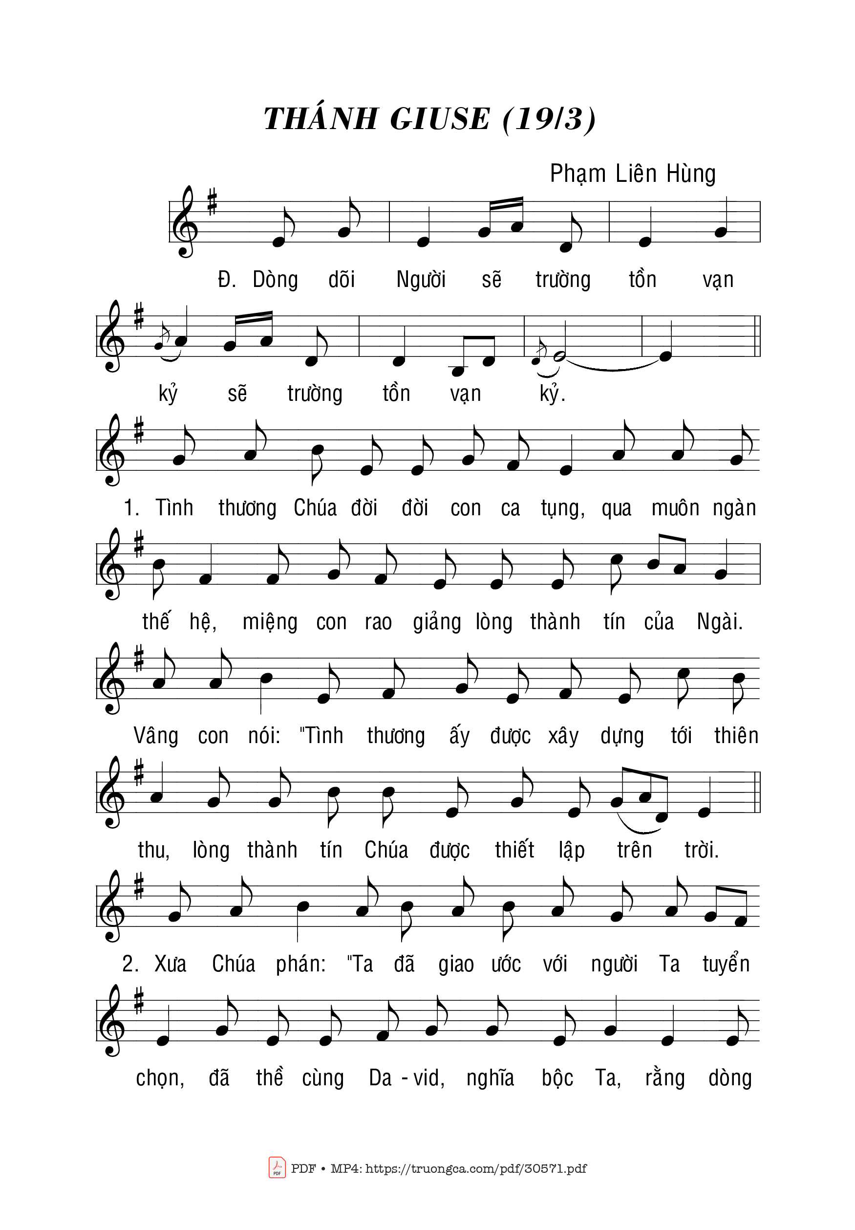 Page 1 of Sheet music PDF Thánh Giuse - Phạm Liên Hùng